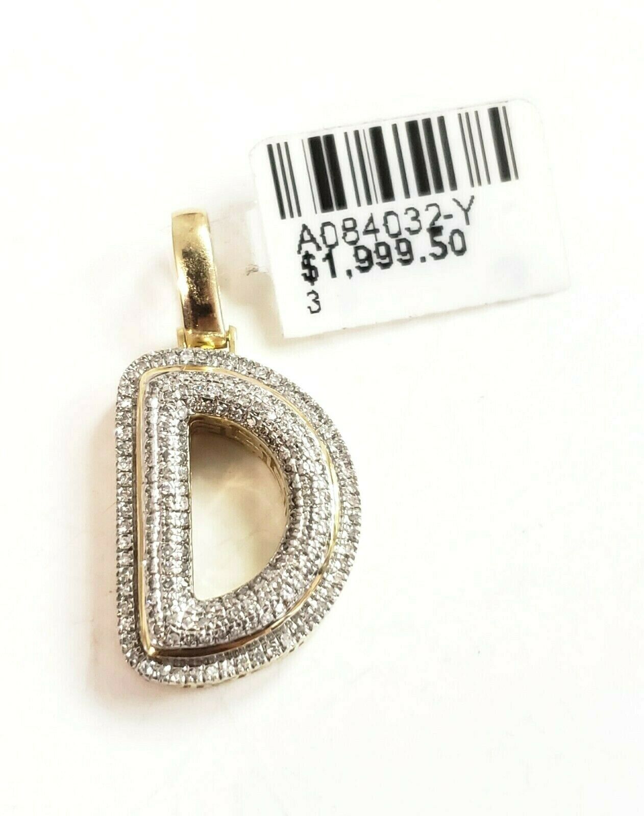 10 K Gold 3mm Chain 0.28 CT Diamond Initial D Charm Alphabet Men's Ladies Letter - GoldenlinQ