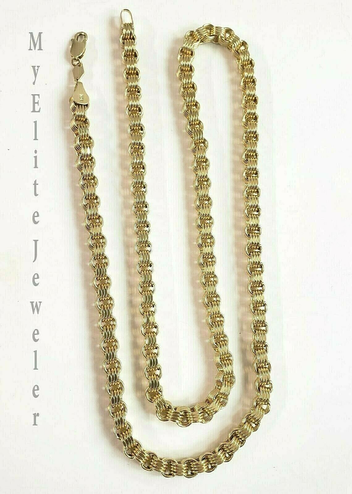 10 KT Yellow Gold Byzantine Box Chain Necklace 5mm 24 Inch Lobster Lock REAL 10K - GoldenlinQ