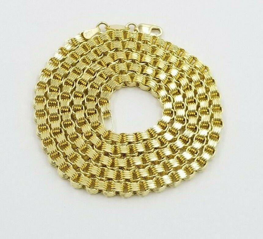 10 KT Yellow Gold Byzantine Box Chain Necklace 5mm 24 Inch Lobster Lock REAL 10K - GoldenlinQ