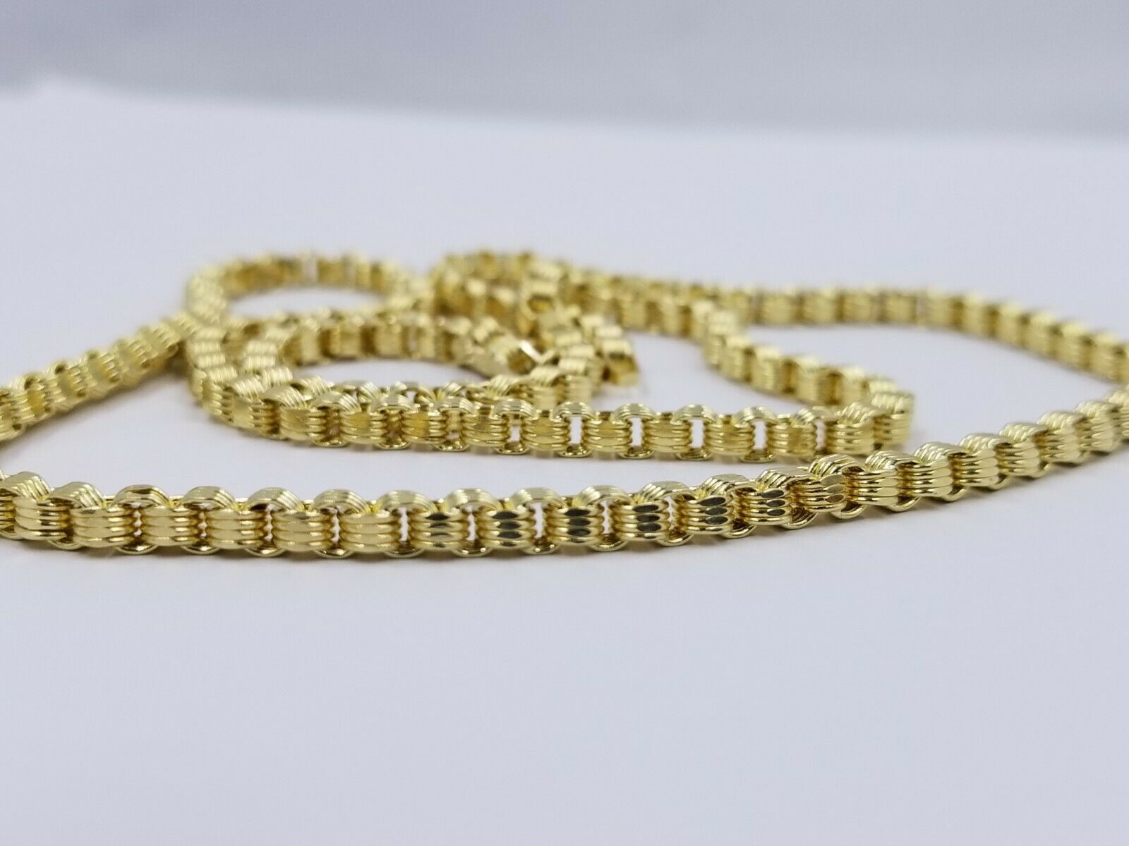 10 KT Yellow Gold Byzantine Box Chain Necklace 5mm 24 Inch Lobster Lock REAL 10K - GoldenlinQ