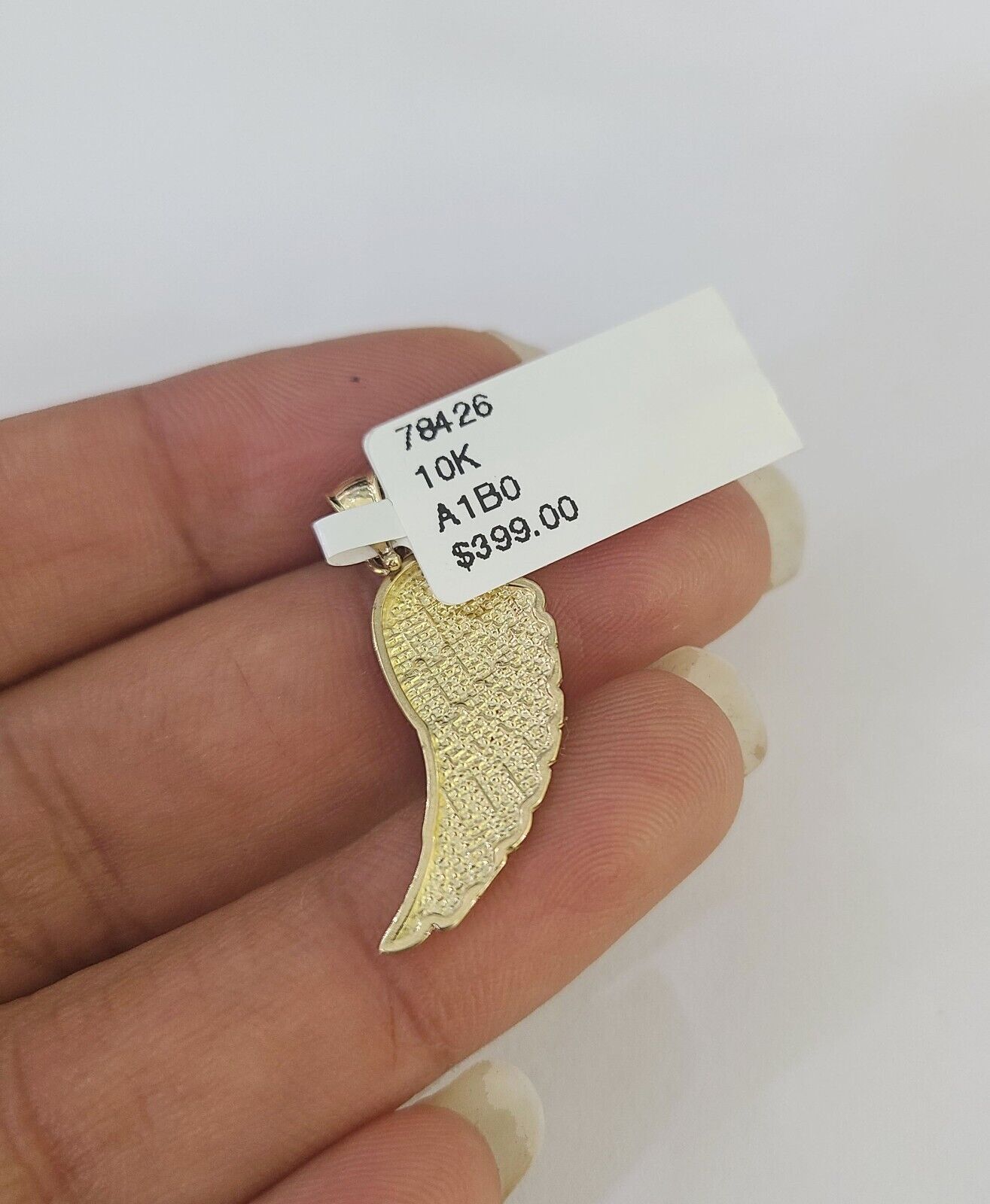 10k 2.5mm Rope Chain Angel Wings Pendant 18" - 30" Yellow Gold Set Charm Necklace - GoldenlinQ