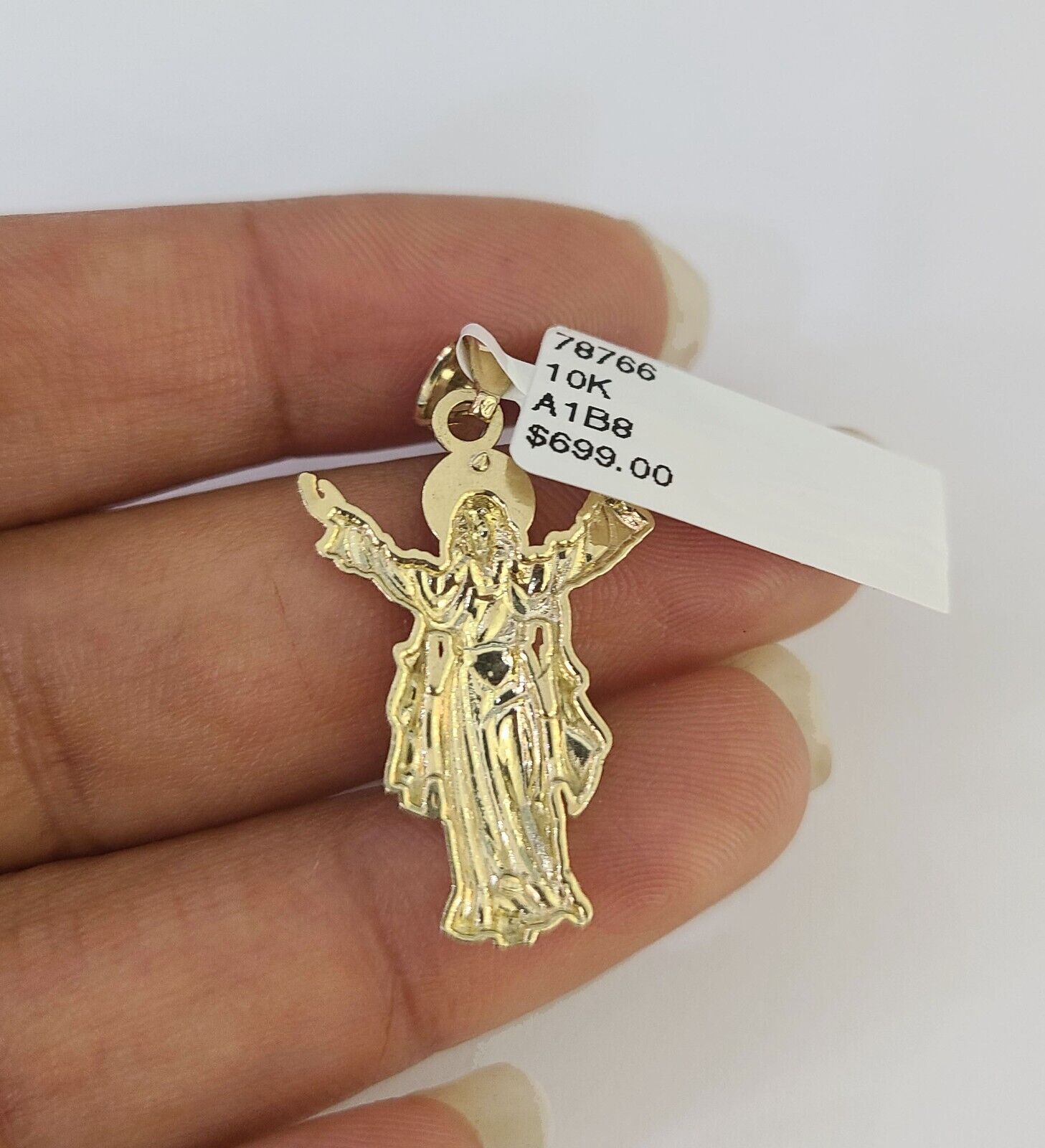 10k 2.5mm Rope Chain Jesus Pendant 18" - 30" Yellow Gold Set Charm Necklace - GoldenlinQ