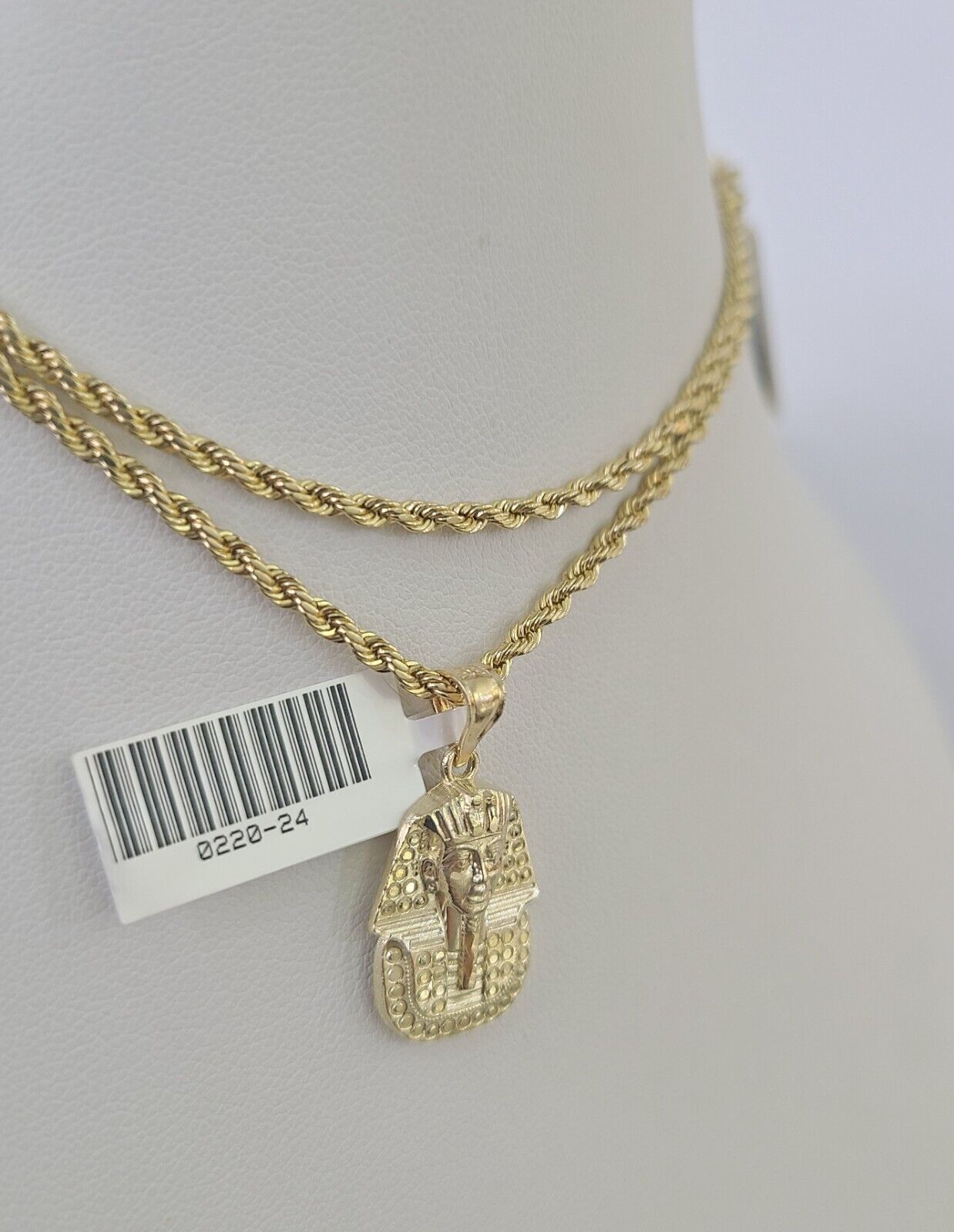 10k 2.5mm Rope Chain Pharaoh Pendant 18" - 30" Yellow Gold Set Charm Necklace - GoldenlinQ