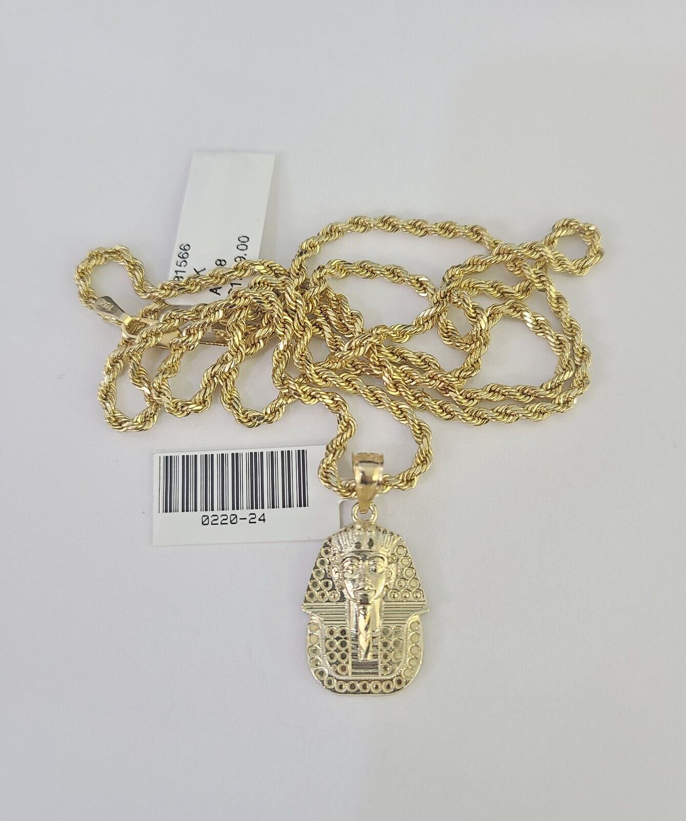 10k 2.5mm Rope Chain Pharaoh Pendant 18" - 30" Yellow Gold Set Charm Necklace - GoldenlinQ