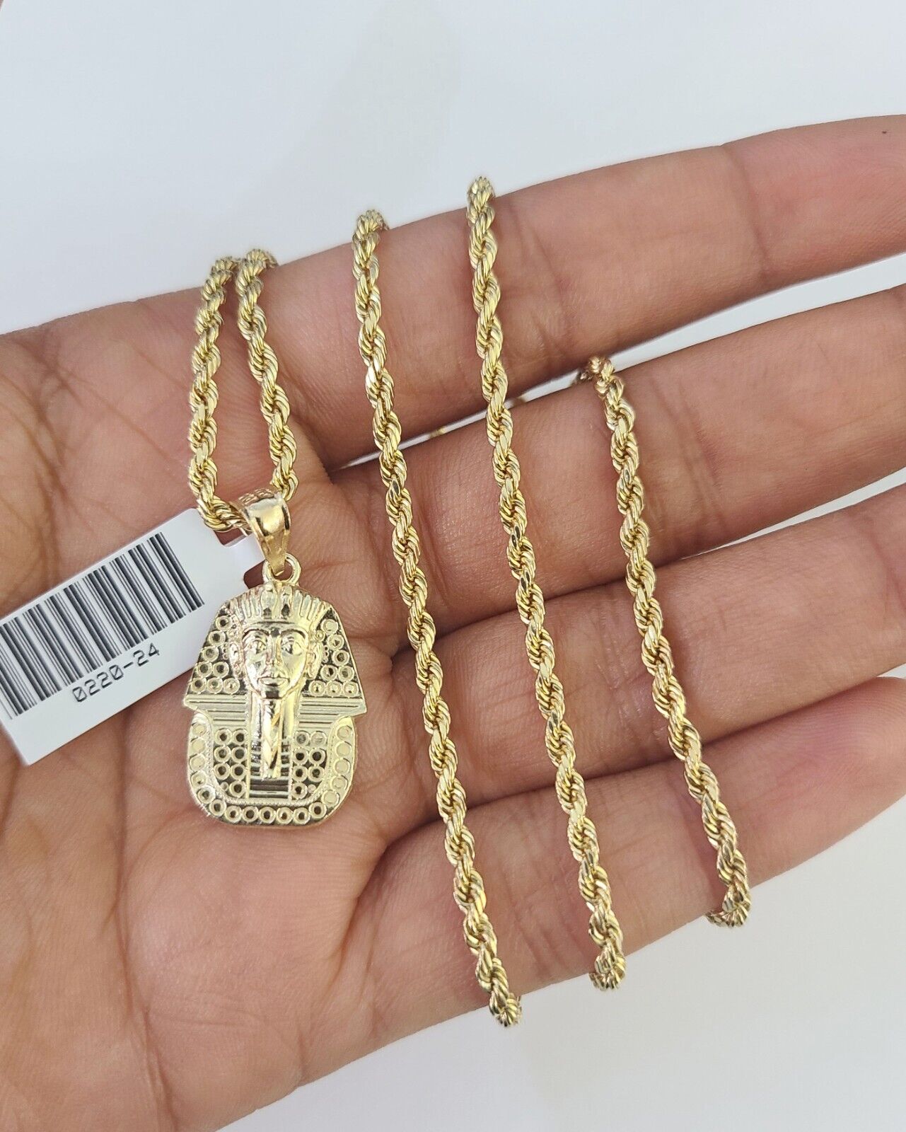 10k 2.5mm Rope Chain Pharaoh Pendant 18" - 30" Yellow Gold Set Charm Necklace - GoldenlinQ