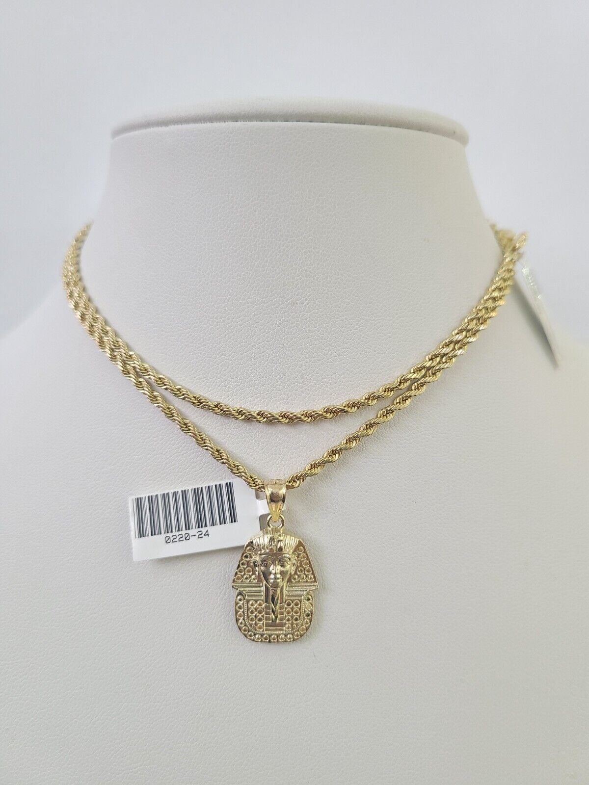 10k 2.5mm Rope Chain Pharaoh Pendant 18" - 30" Yellow Gold Set Charm Necklace - GoldenlinQ