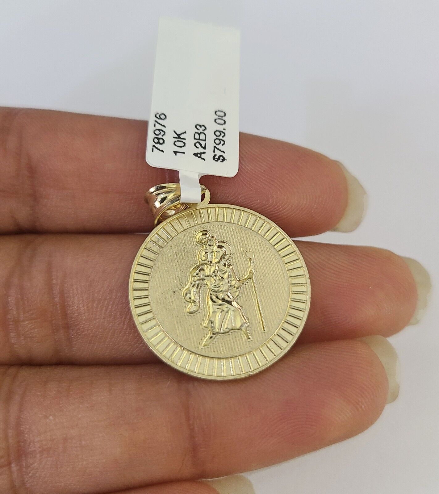 10k 2.5mm Rope Chain Saint Christopher Pendant 18" - 30" Gold Set Charm Necklace - GoldenlinQ