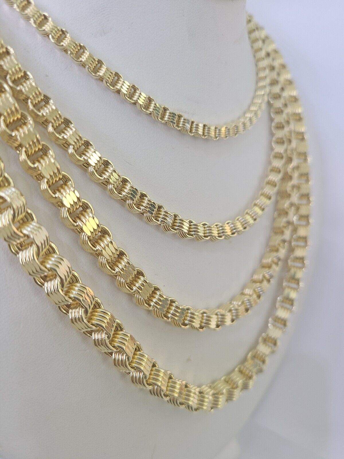 10k Byzantine Chain Yellow Gold Necklace 4mm - 7mm 20 - 30 Inches Real Men Women - GoldenlinQ