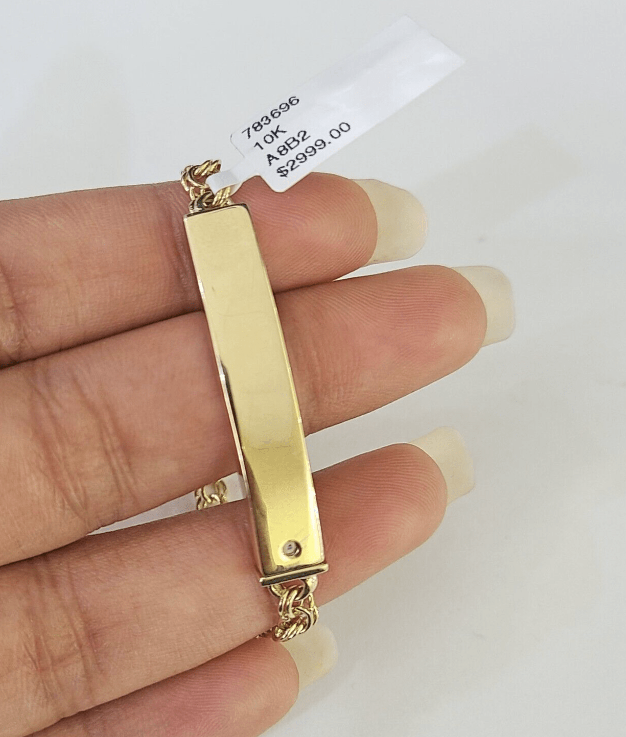 10k Chino ID Bracelet Yellow Gold 5 Inches Box Lock Real 10kt Small - GoldenlinQ
