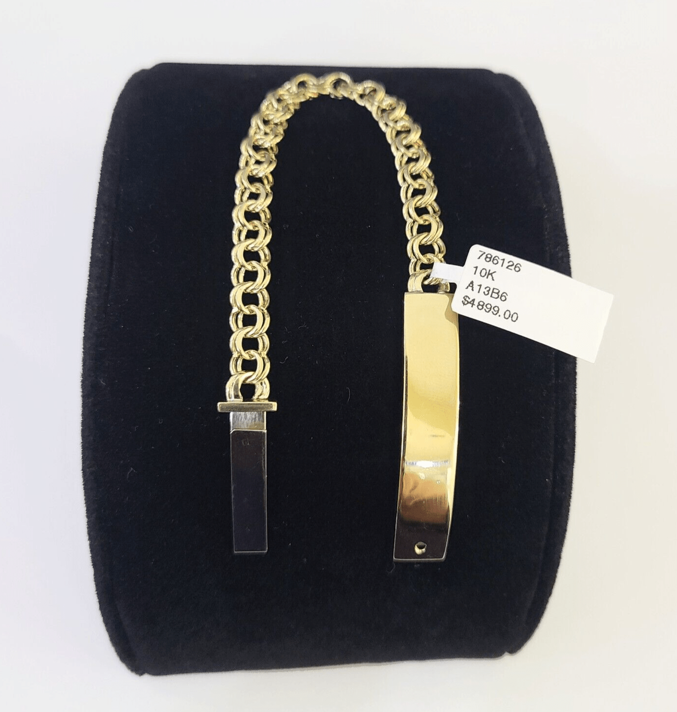 10k Chino ID Bracelet Yellow Gold Box Lock Real 10kt Men Women 6" - GoldenlinQ