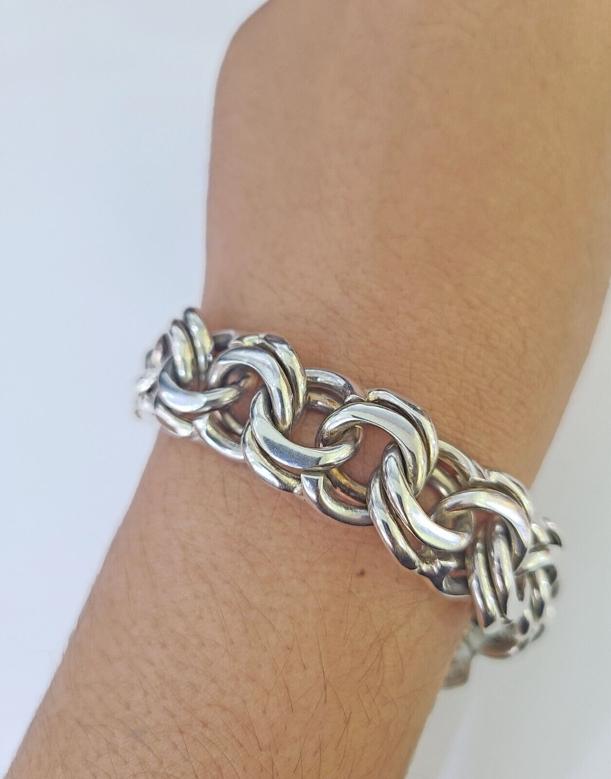 10k Chino Link ID Bracelet White Gold 16mm 9 Inches Solid For Men's 10kt Real - GoldenlinQ