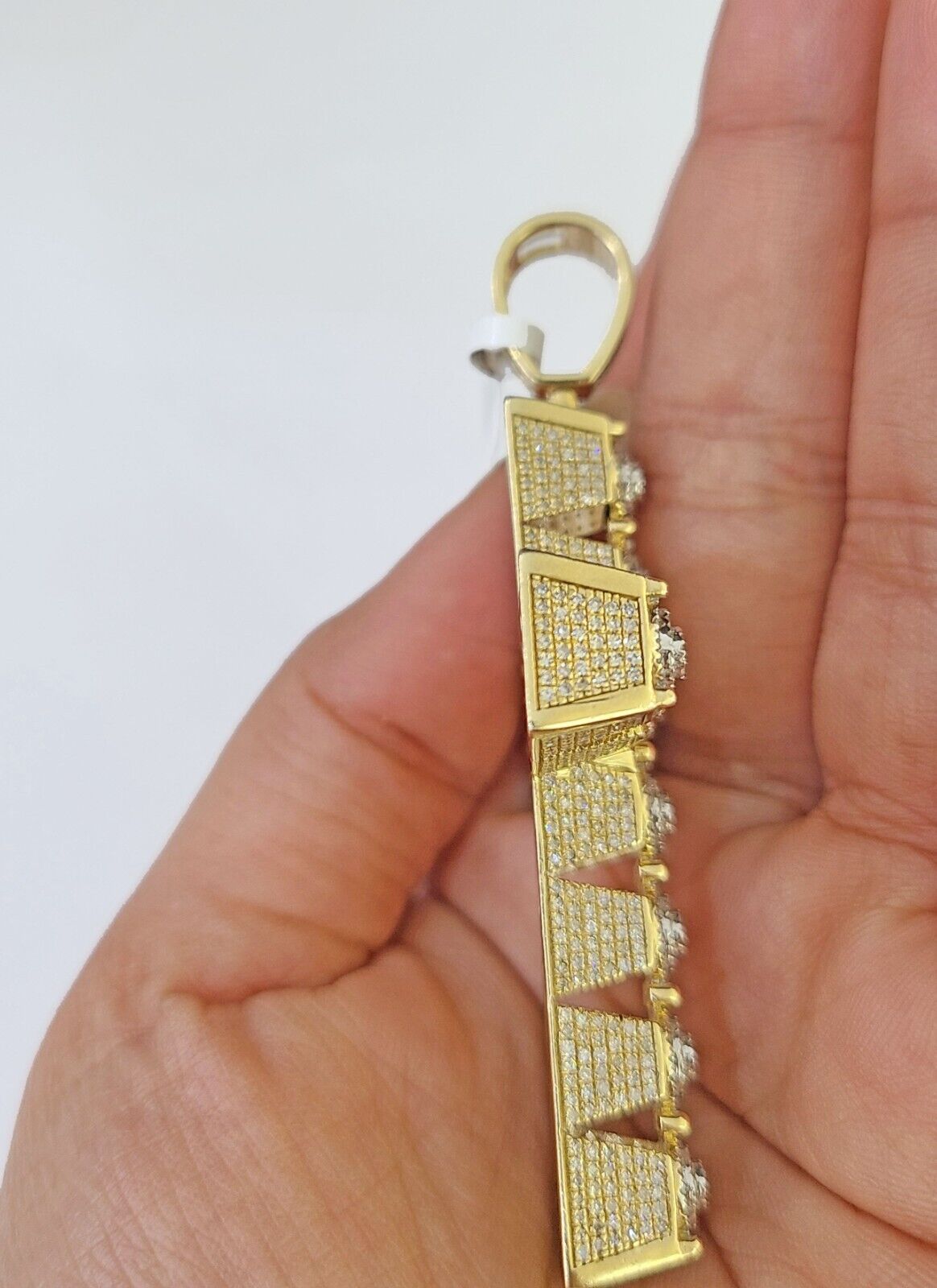 10k Circular Shaped Diamond Cross Charm Made With Yellow Gold And Diamonds - GoldenlinQ