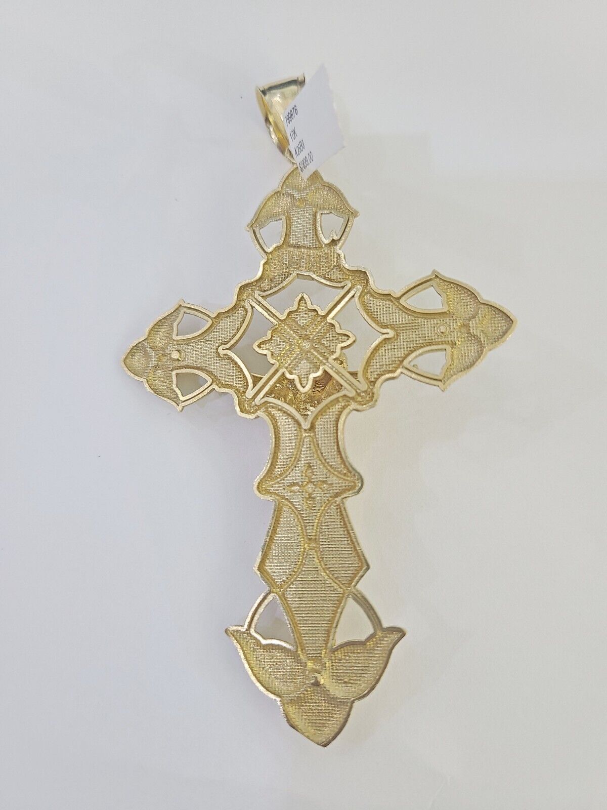 10K Crucifix Cross Pendant 4" Jesus Christ Charm Women Men Yellow Gold - GoldenlinQ