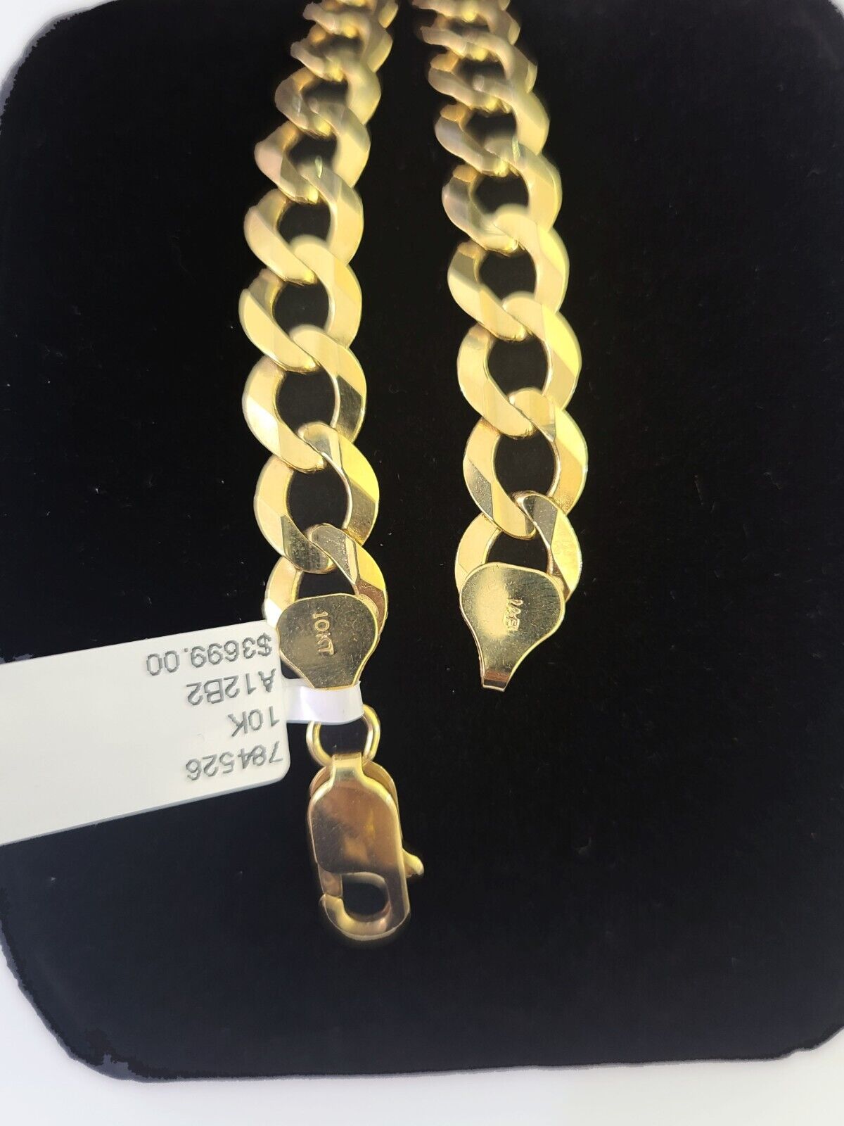 10k Cuban Curb link Bracelet 7" 7.5" 8" 8.5" 9" 8mm Solid Gold Lobster clasp - GoldenlinQ