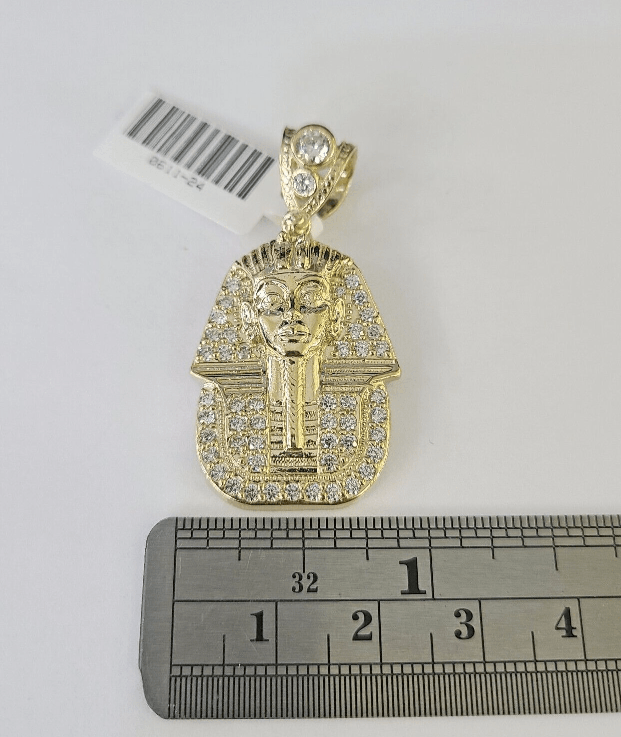 10k Egyptian Pharaoh Head Charm Pendant Yellow Gold 1.5" Inch Men Women Real - GoldenlinQ