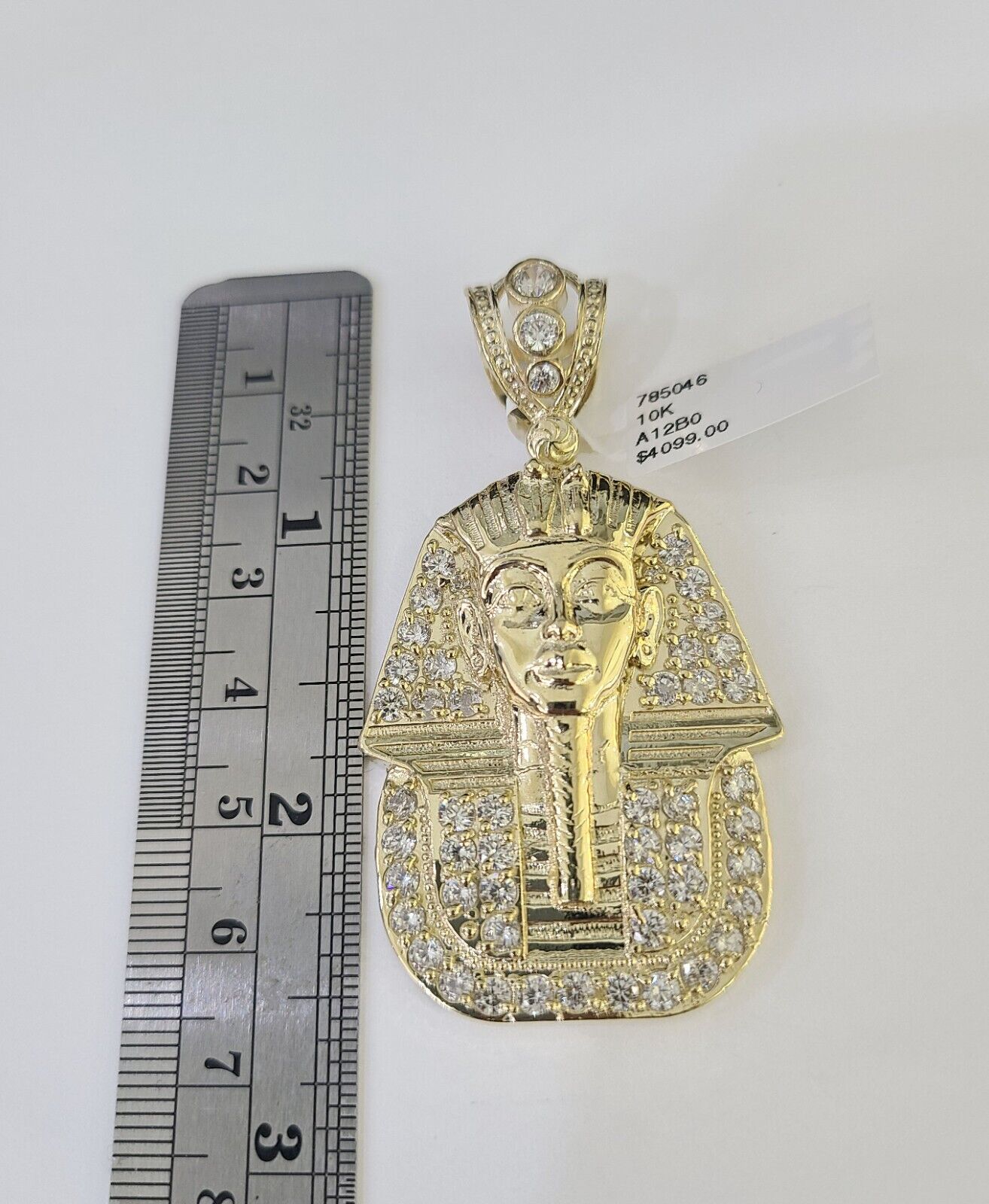 10k Egyptian Pharaoh Head Charm Pendant Yellow Gold 2.5" Inch Men Women Real - GoldenlinQ