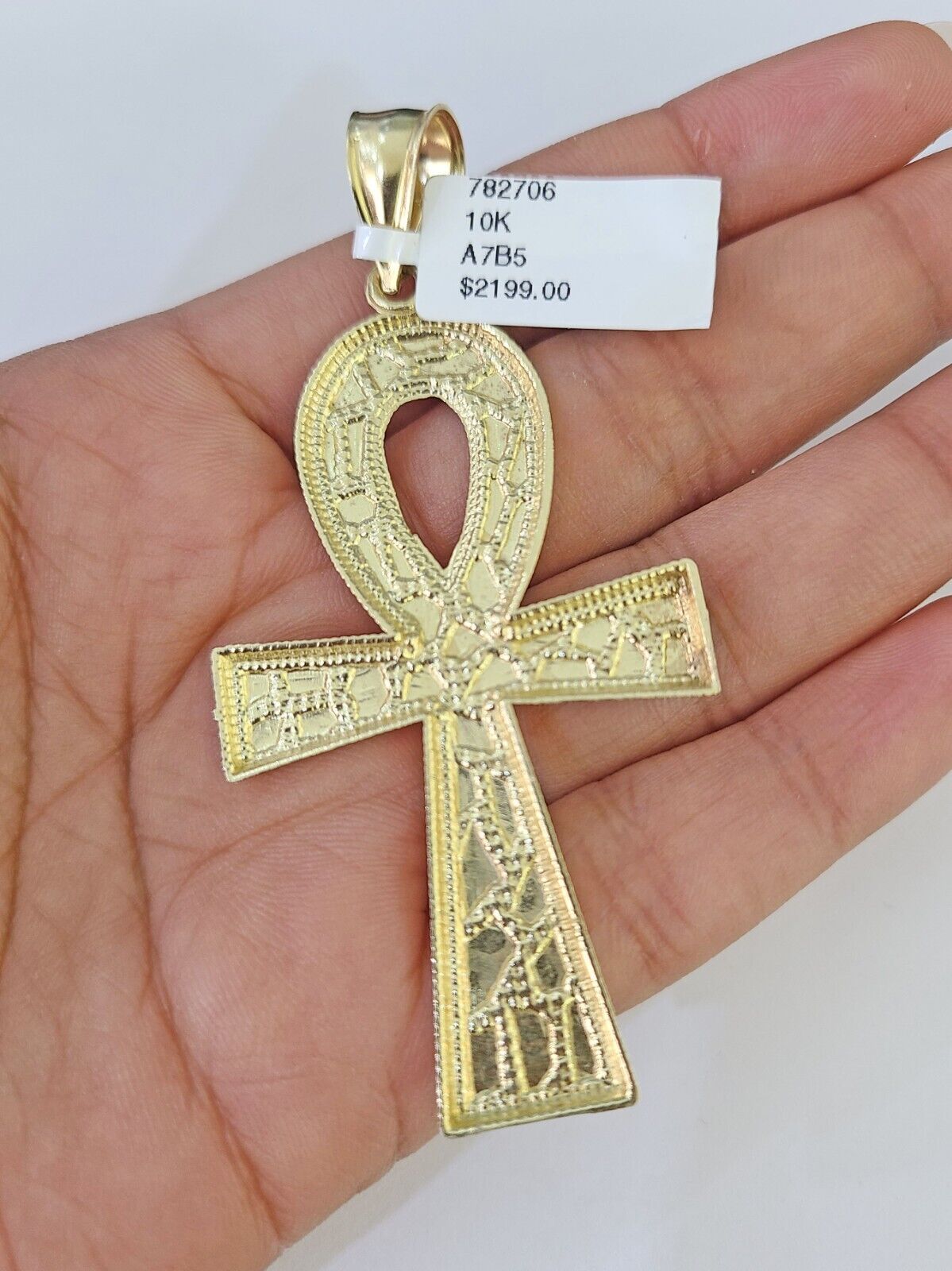 10K Franco Chain Ankh Cross Pendant Charm Necklace 20" - 26" 3mm Gold - GoldenlinQ