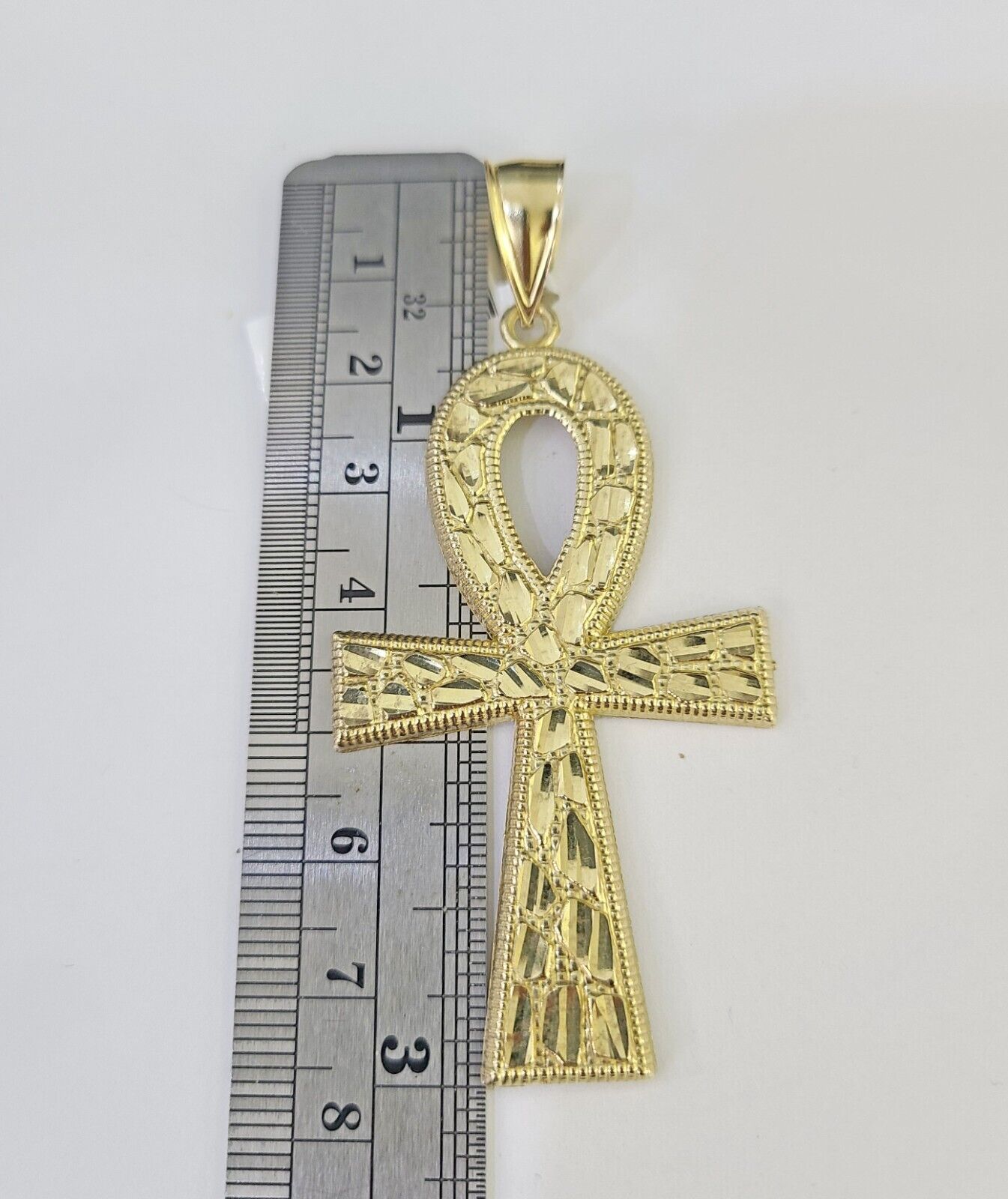 10K Franco Chain Ankh Cross Pendant Charm Necklace 20" - 26" 3mm Gold - GoldenlinQ