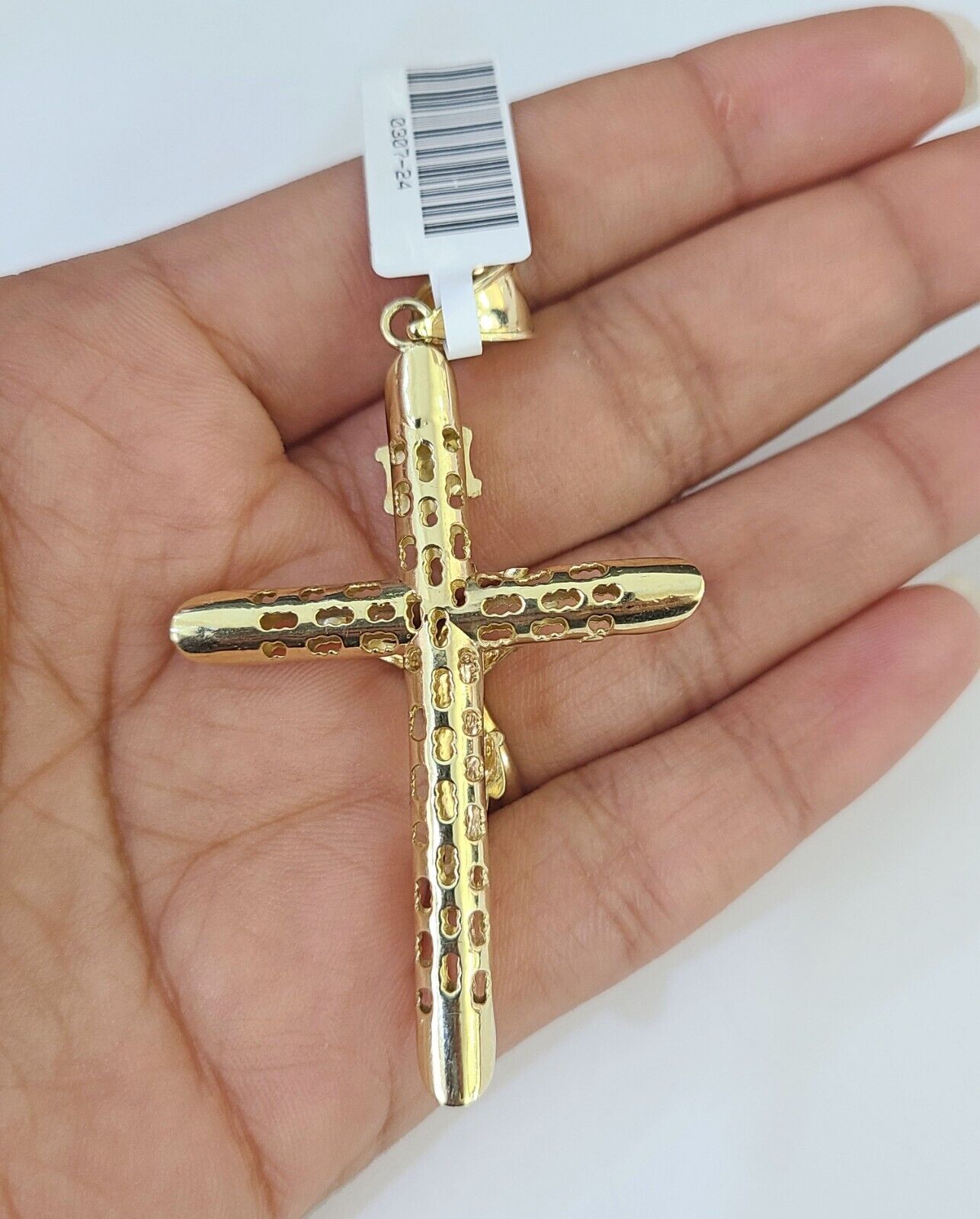 10K Franco Chain INRI Jesus Cross Pendant Charm Necklace 20" - 26" 3mm Gold - GoldenlinQ