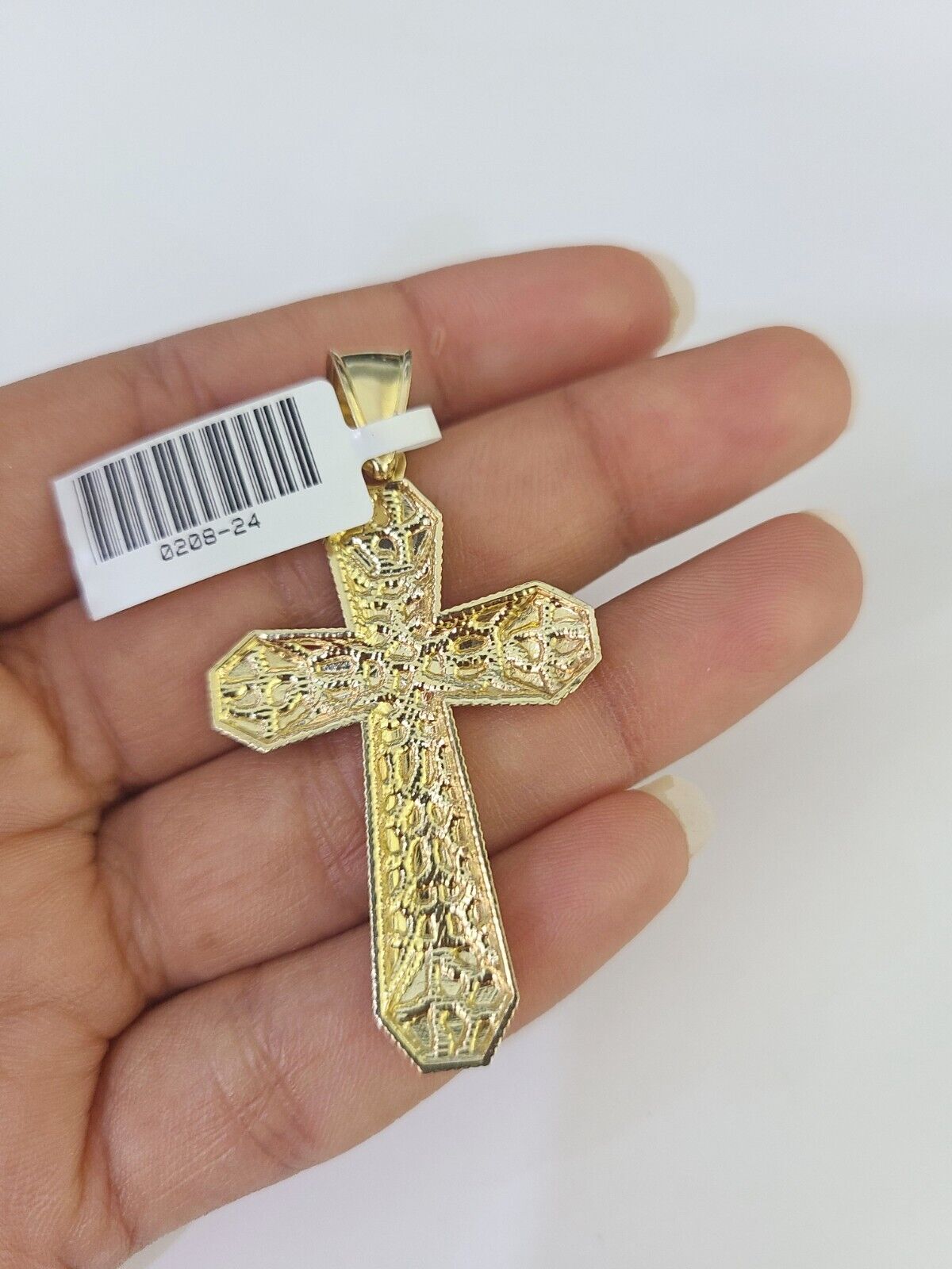 10K Franco Chain Jesus Cross Pendant Charm Necklace 20" - 26" 2.5mm Yellow Gold - GoldenlinQ