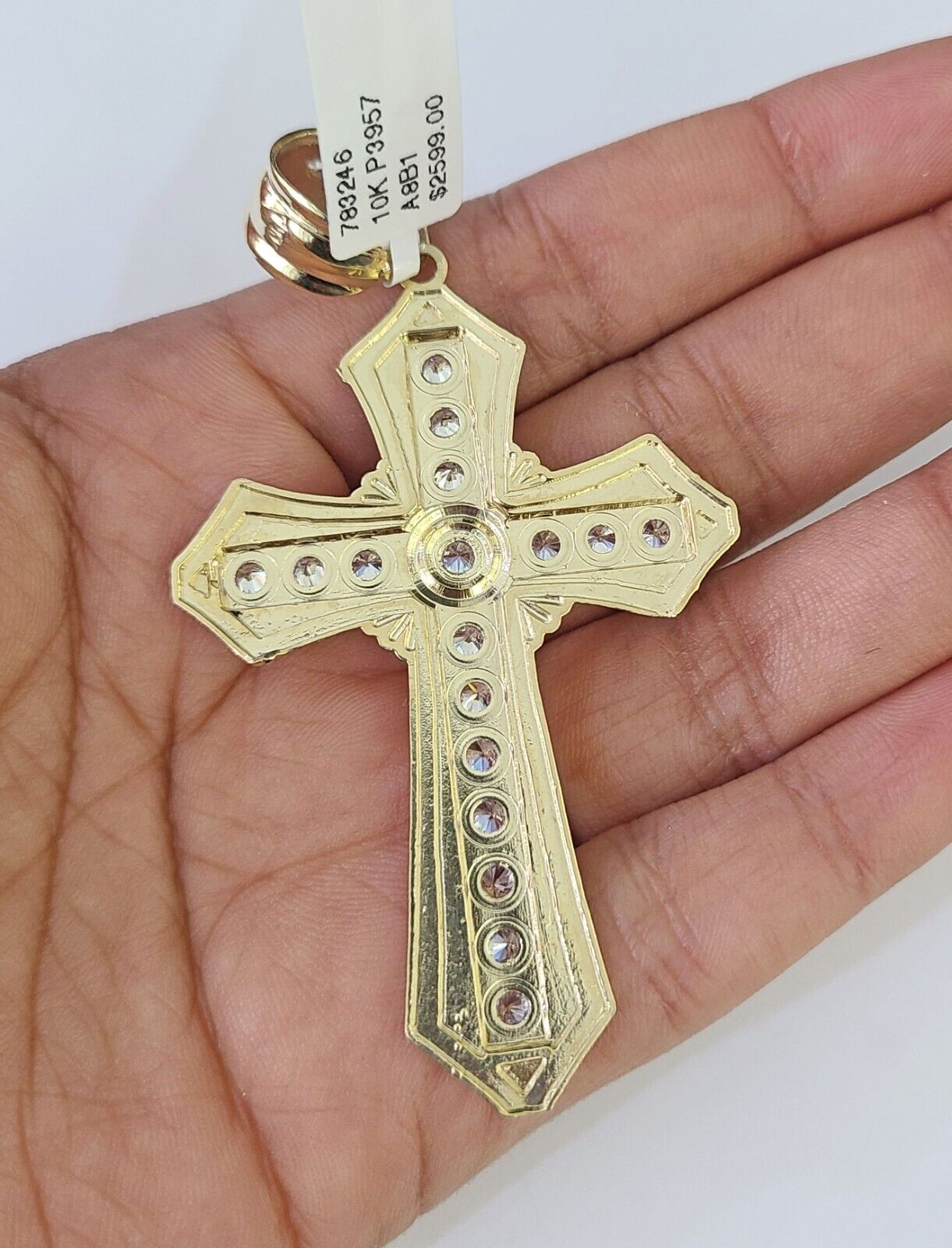 10K Franco Chain Jesus Cross Pendant Charm Necklace 20" - 26" 3mm Gold - GoldenlinQ