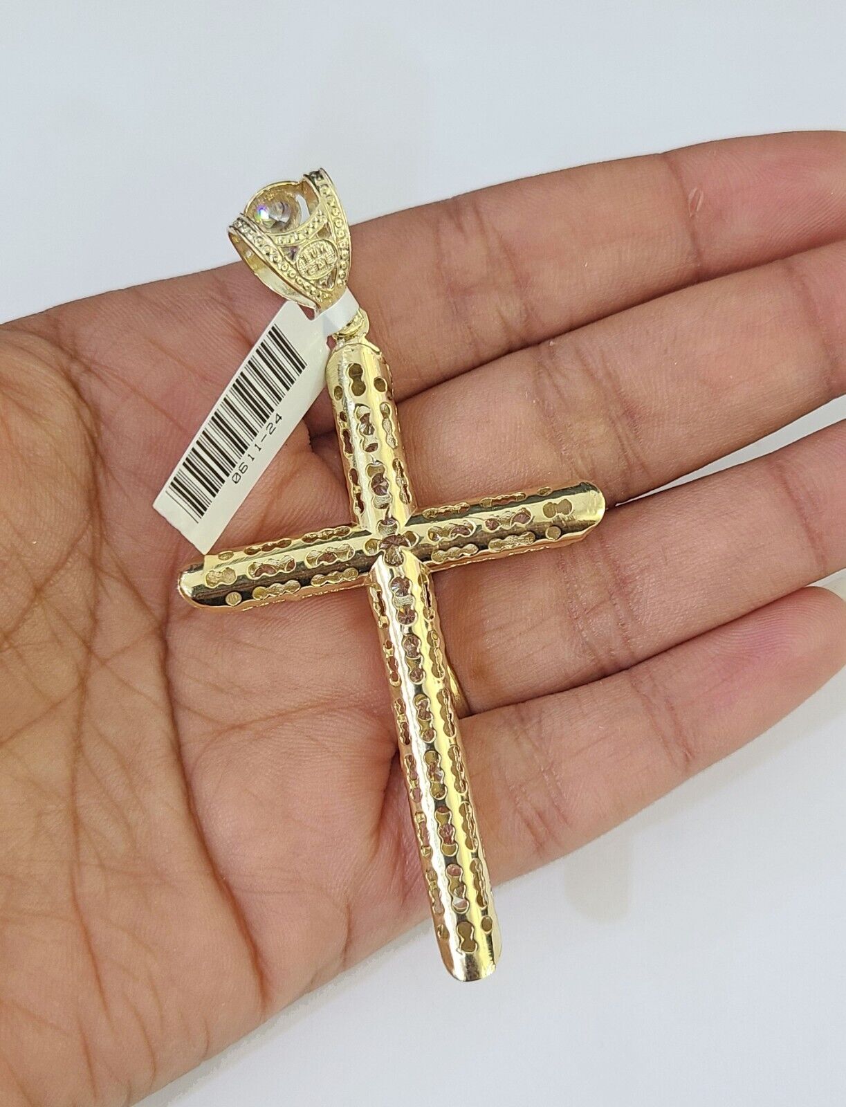 10K Franco Chain Jesus Cross Pendant Charm Necklace 20" - 26" 3mm Gold - GoldenlinQ
