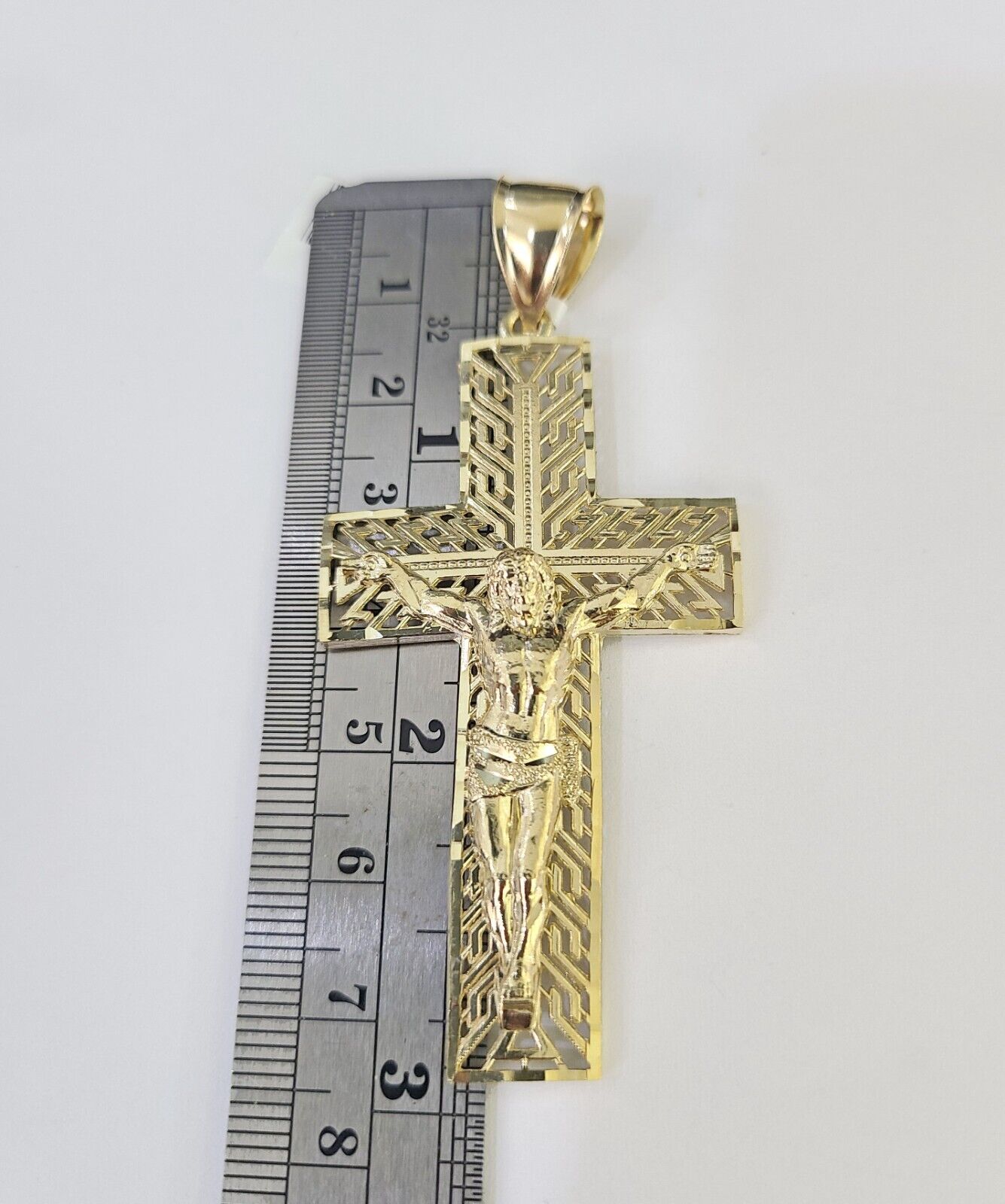 10K Franco Chain Jesus Crucifix Cross Pendant Charm Necklace 20" - 26" 3mm Gold - GoldenlinQ