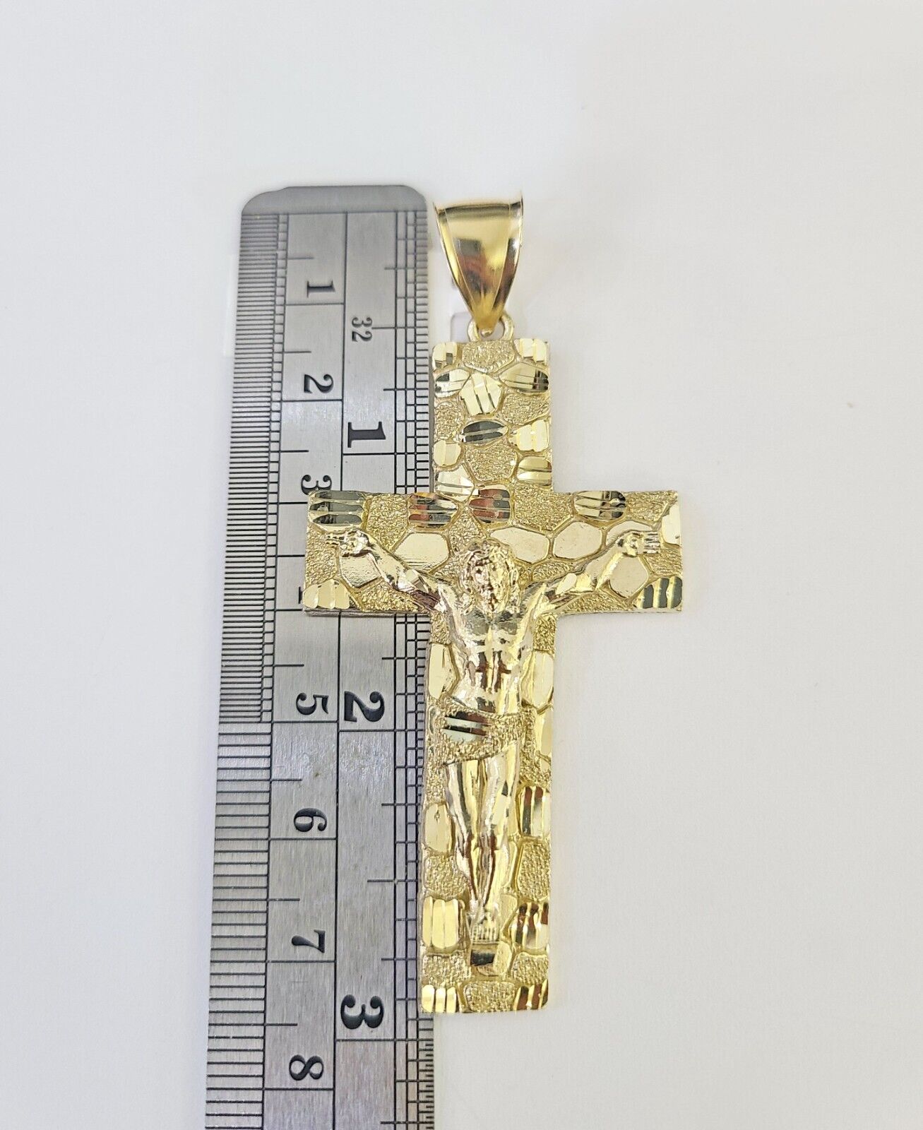 10K Franco Chain Jesus Crucifix Cross Pendant Charm Necklace 20" - 26" 3mm Gold - GoldenlinQ