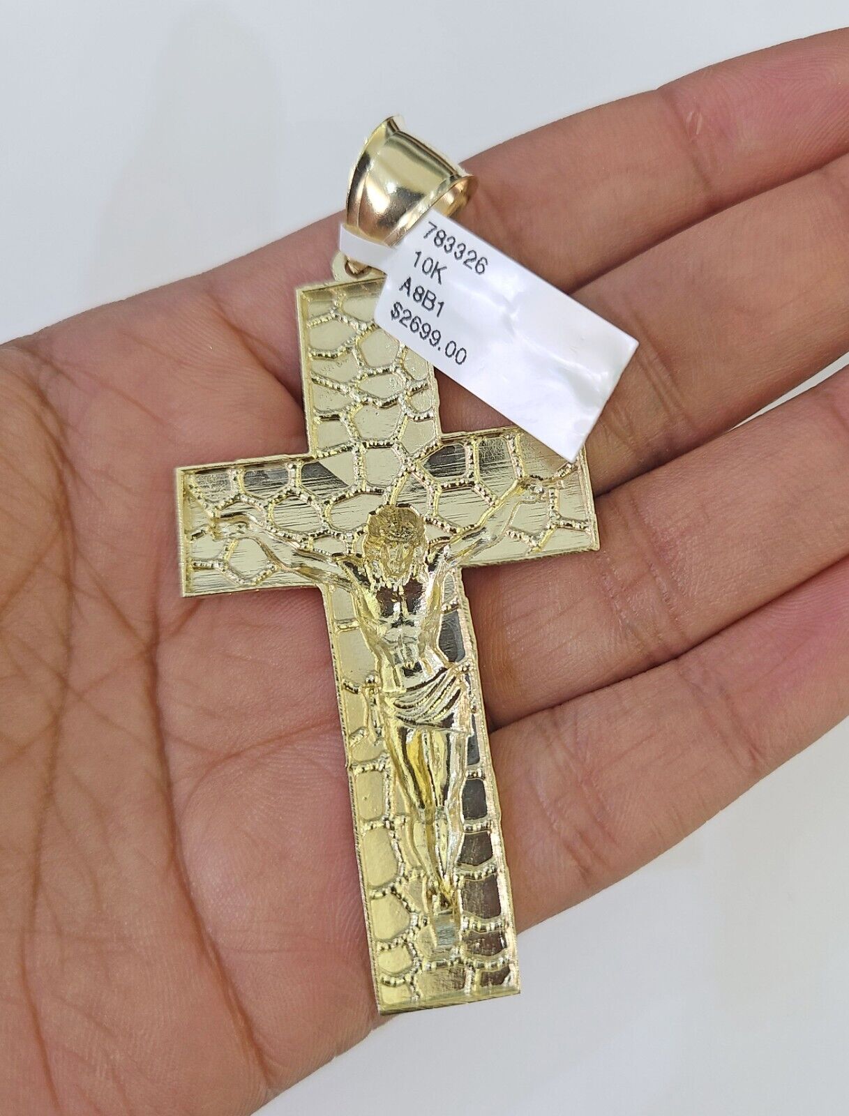 10K Franco Chain Jesus Crucifix Cross Pendant Charm Necklace 20" - 26" 3mm Gold - GoldenlinQ