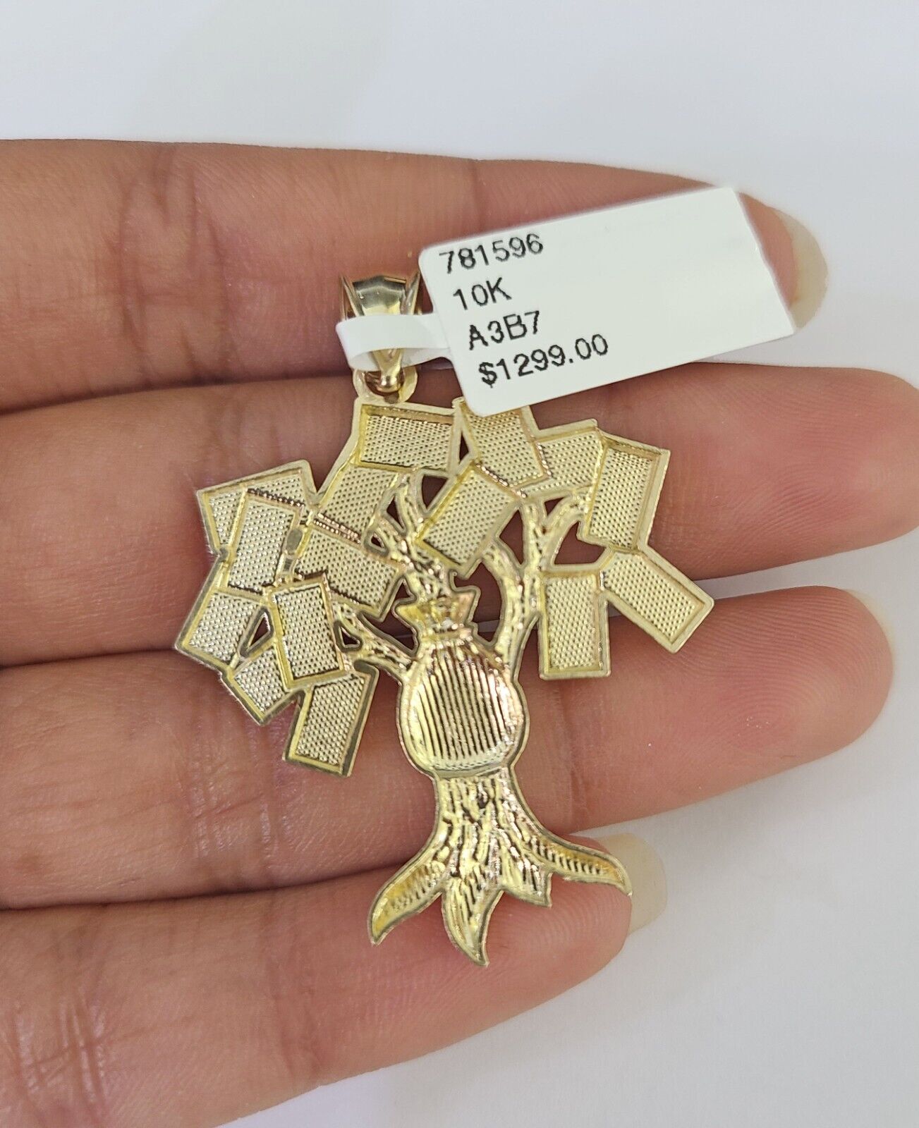 10K Franco Chain Money Tree Pendant Charm Necklace 20" - 26" 2.5mm Yellow Gold - GoldenlinQ