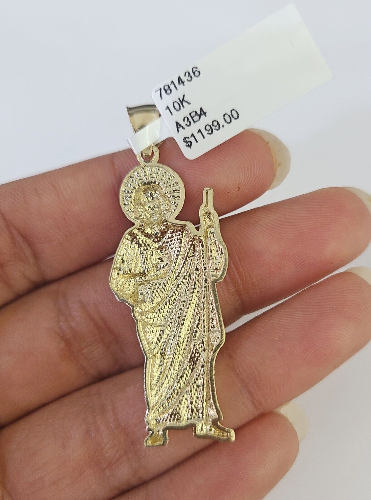 10K Franco Chain Saint Jude Pendant Charm Necklace 20" - 26" 2.5mm Yellow Gold - GoldenlinQ