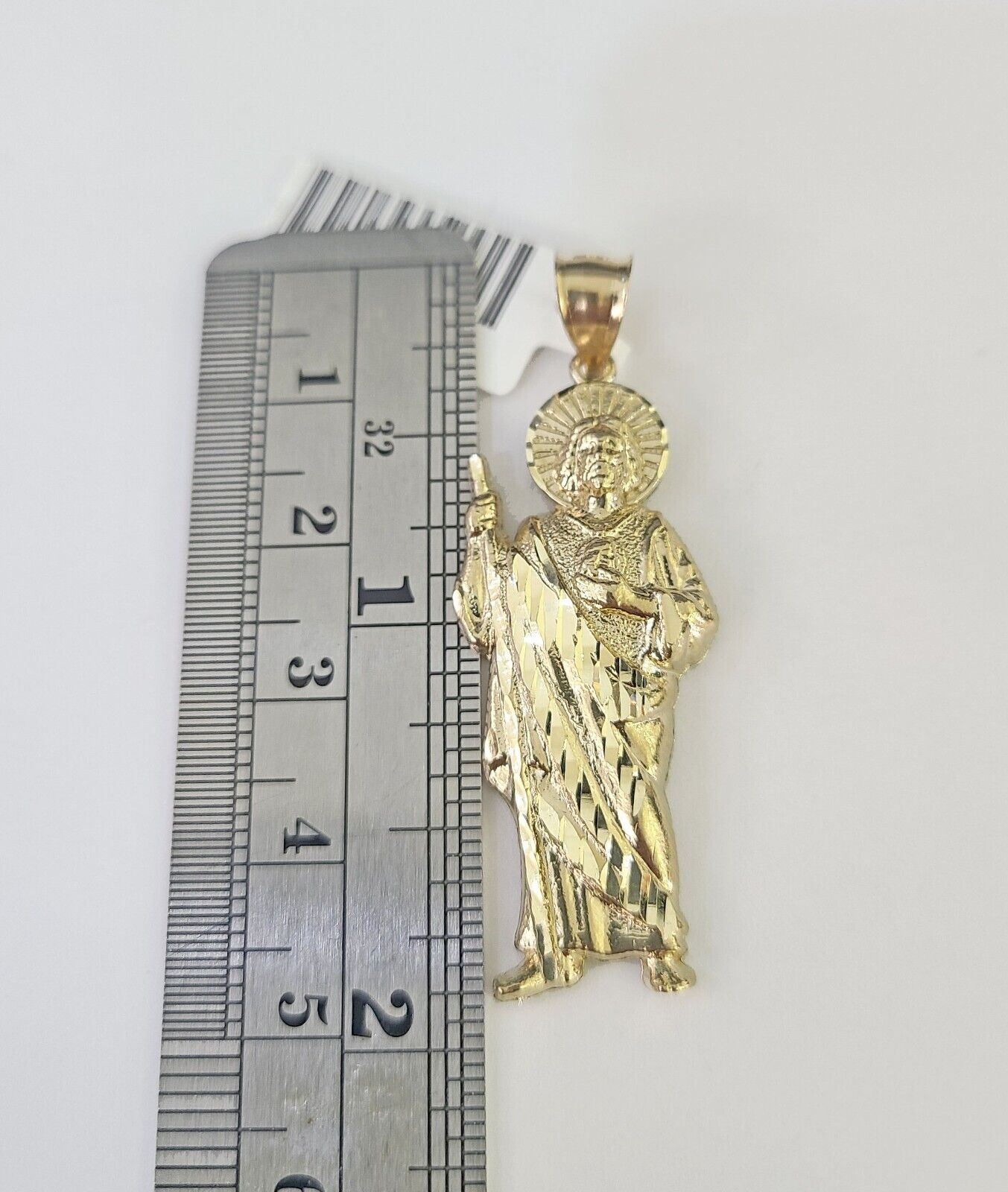 10K Franco Chain Saint Jude Pendant Charm Necklace 20" - 26" 2.5mm Yellow Gold - GoldenlinQ