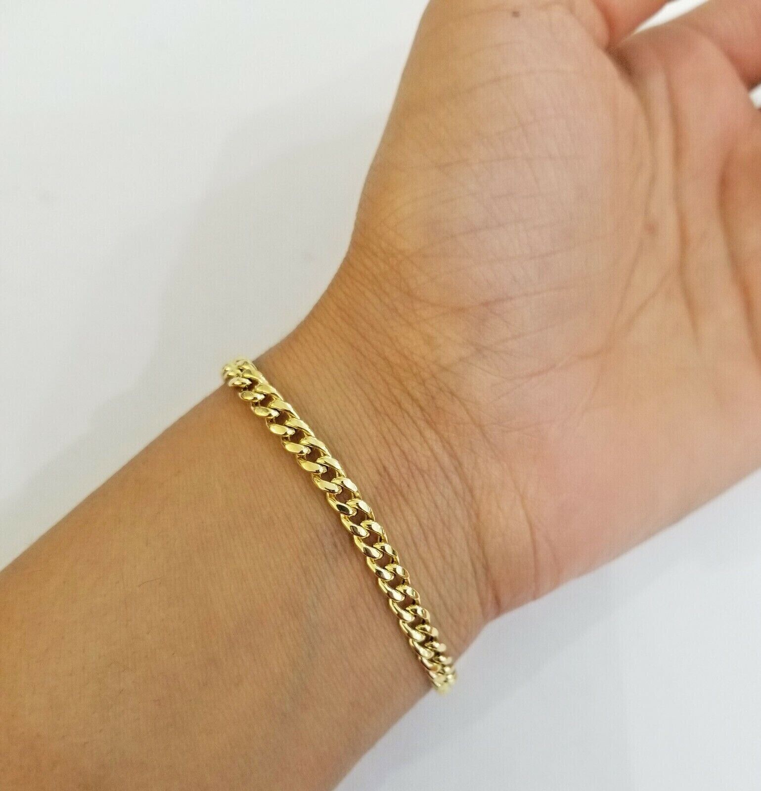 10k gold bracelet 8 Inch 4.5mm Miami Cuban Link With Lobster Lock Men Women REAL - GoldenlinQ
