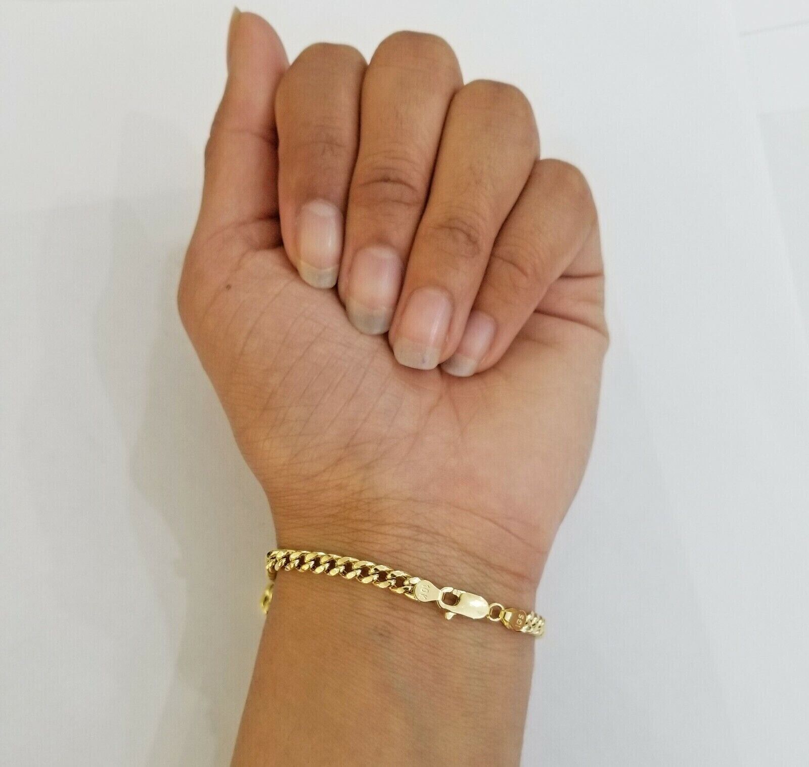 10k gold bracelet 8 Inch 4.5mm Miami Cuban Link With Lobster Lock Men Women REAL - GoldenlinQ