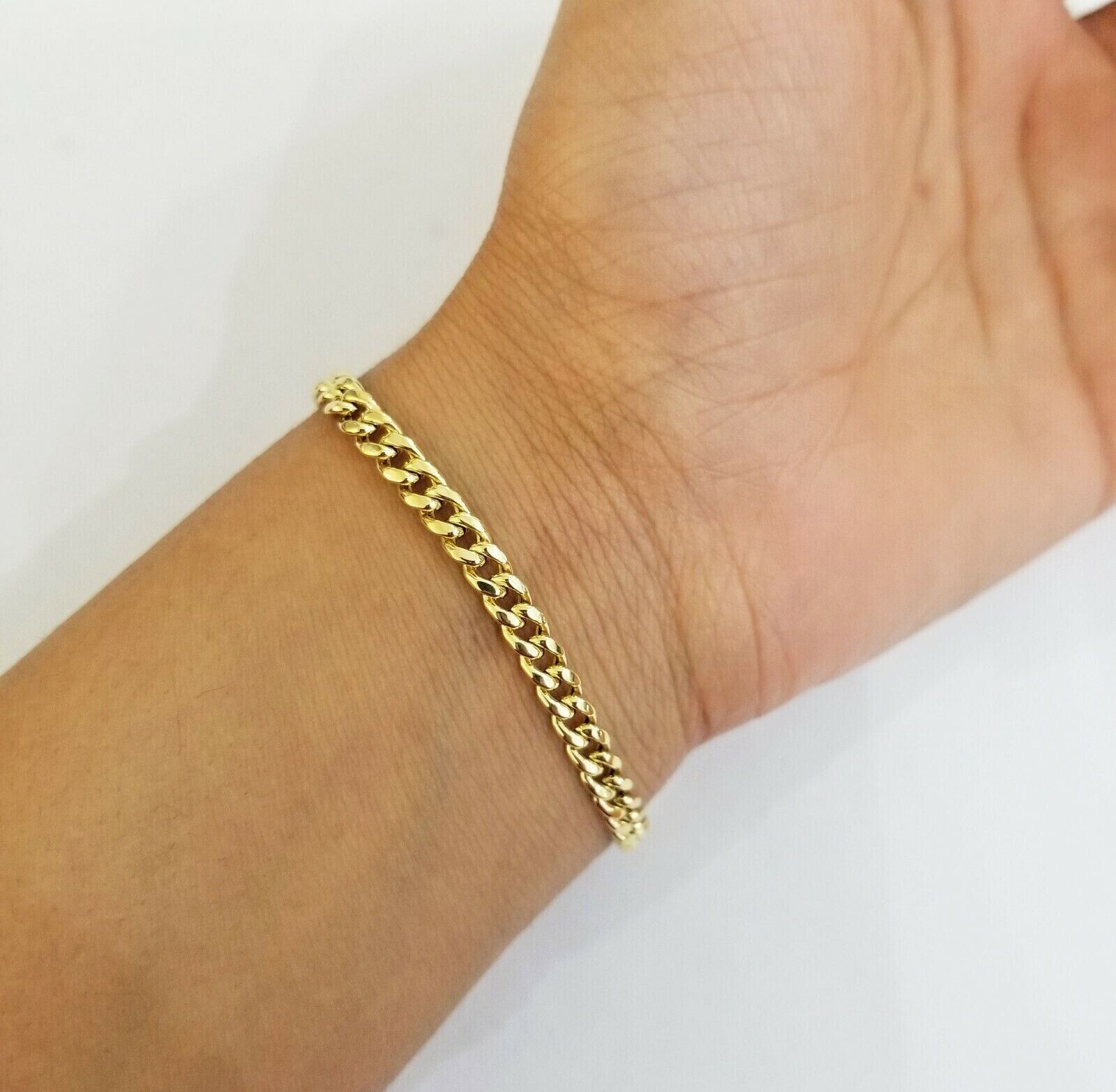 10k gold bracelet 8 Inch 4.5mm Miami Cuban Link With Lobster Lock Men Women REAL - GoldenlinQ