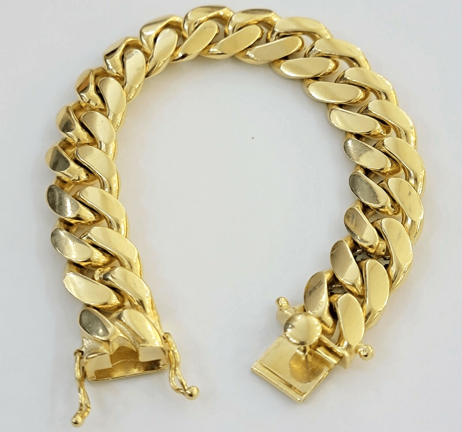 10k Gold Bracelet 8 Inch Miami Cuban Link 13mm Men's Real 10KT Yellow Gold SOLID - GoldenlinQ