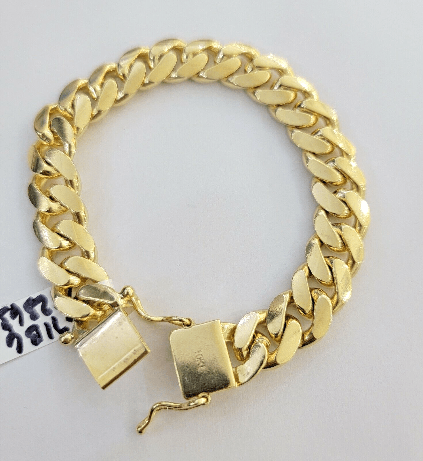 10k Gold Bracelet 8 Inch Miami Cuban Link 13mm Men's Real 10KT Yellow Gold SOLID - GoldenlinQ