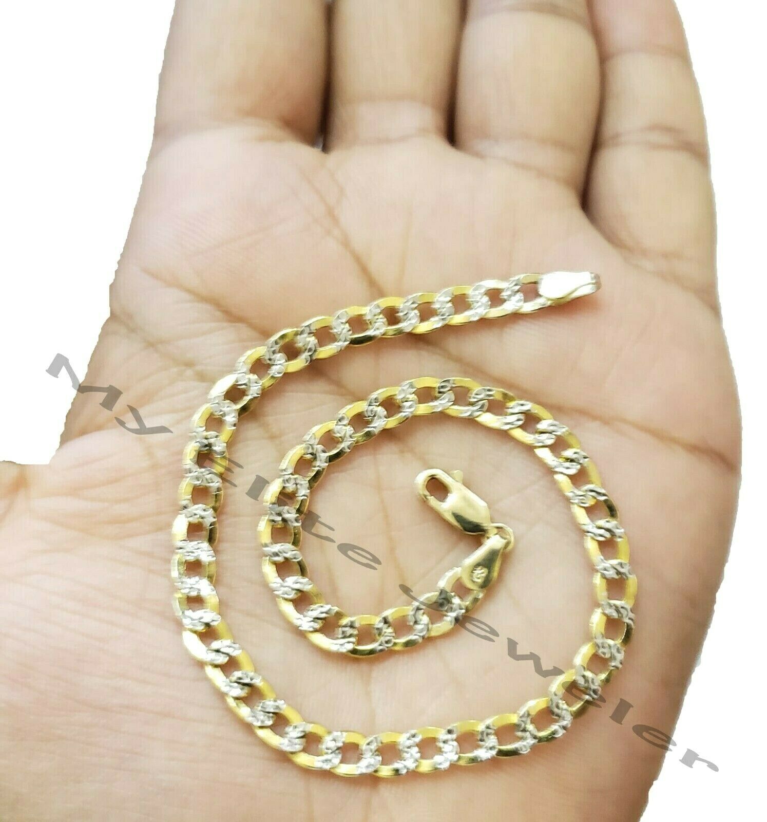 10k Gold Bracelet for Mens Ladies REAL Yellow Gold Cuban Link Diamond Cuts 8Inch - GoldenlinQ