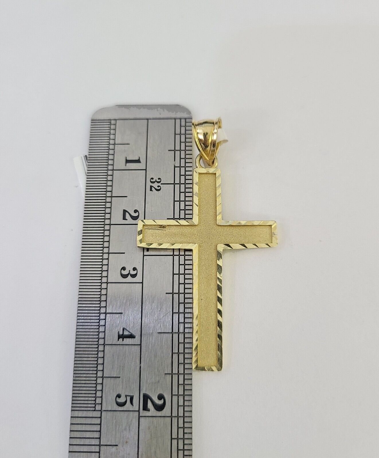 10k Gold Chain Cross Charm Solid Cuban Curb Link 5mm 18" - 28" Inch DiamondCut SET - GoldenlinQ