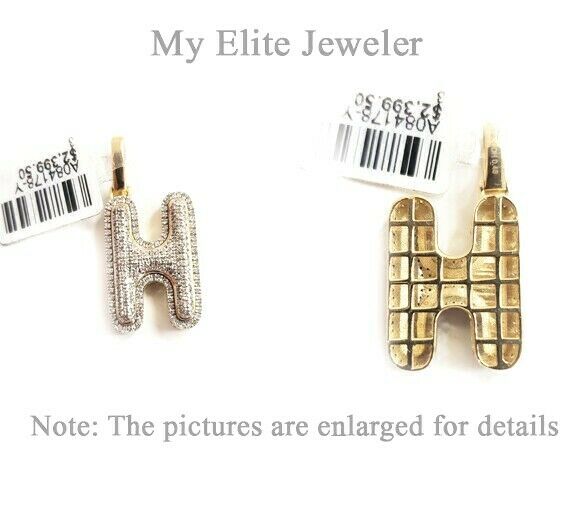 10K Gold Chain Initial H Charm Alphabet Pendant Solid 0.46 CT Diamond Men Ladies - GoldenlinQ