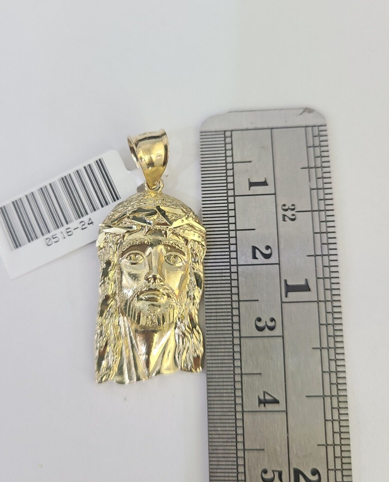 10k Gold Chain Jesus Head Charm Solid Cuban Curb Link 5mm 18" - 28" Inch SET - GoldenlinQ