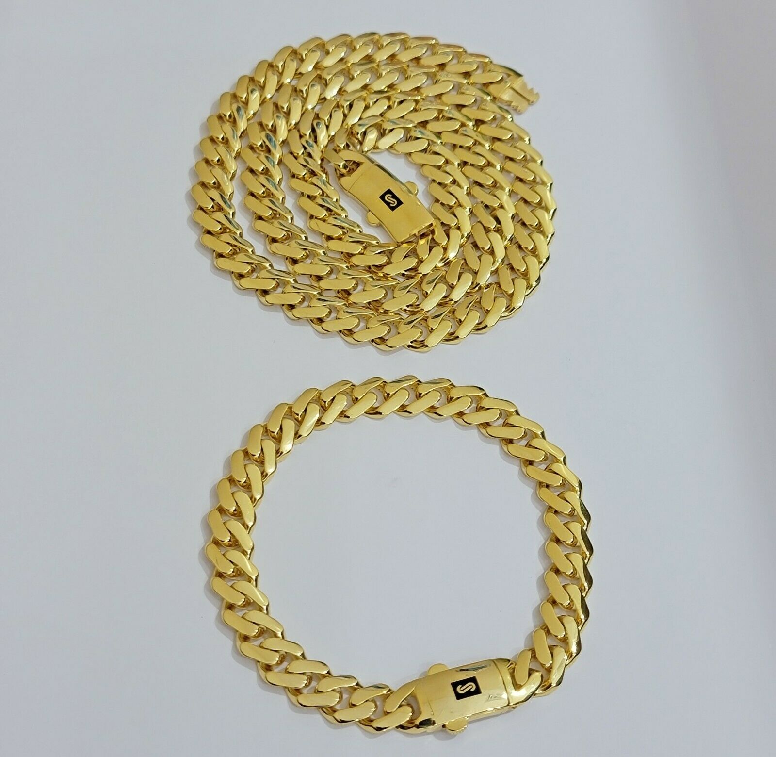10k Gold Chain Miami Cuban Royal Link 8.5 mm 22" Inch Plain Necklace, REAL 10KT - GoldenlinQ
