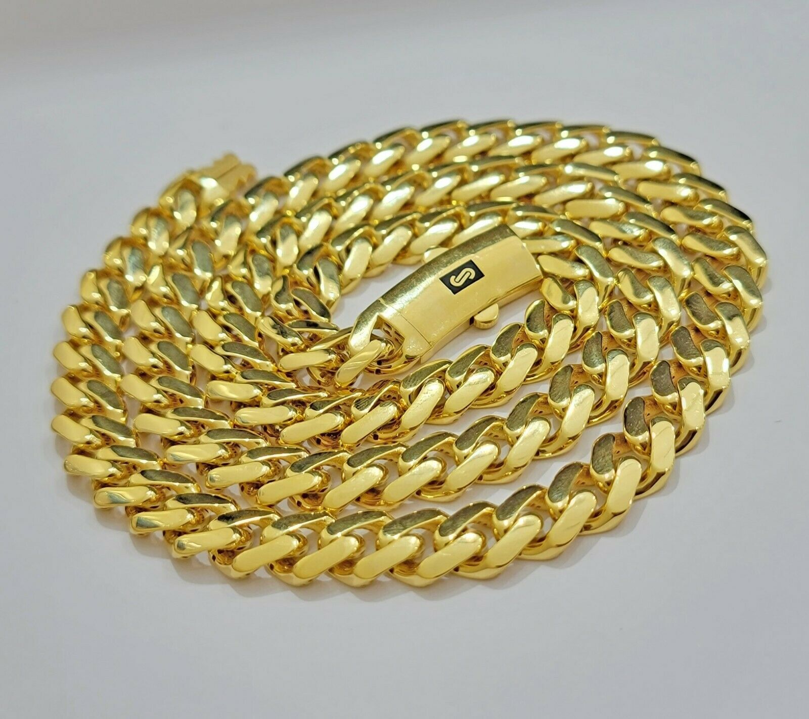10k Gold Chain Miami Cuban Royal Link 8.5 mm 24" Shiny Plain Necklace, REAL 10KT - GoldenlinQ