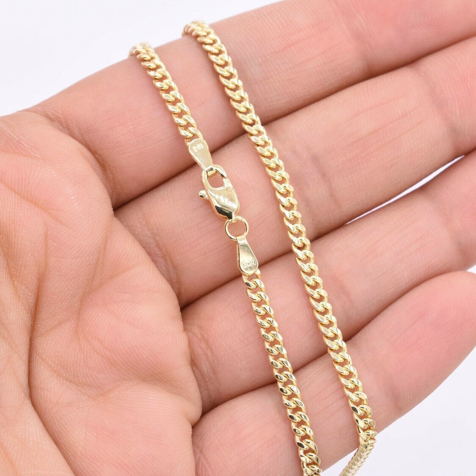 10k Gold Chain Real Diamond D Alphabet Initial Charm pendant 3mm 18Inch Necklace - GoldenlinQ