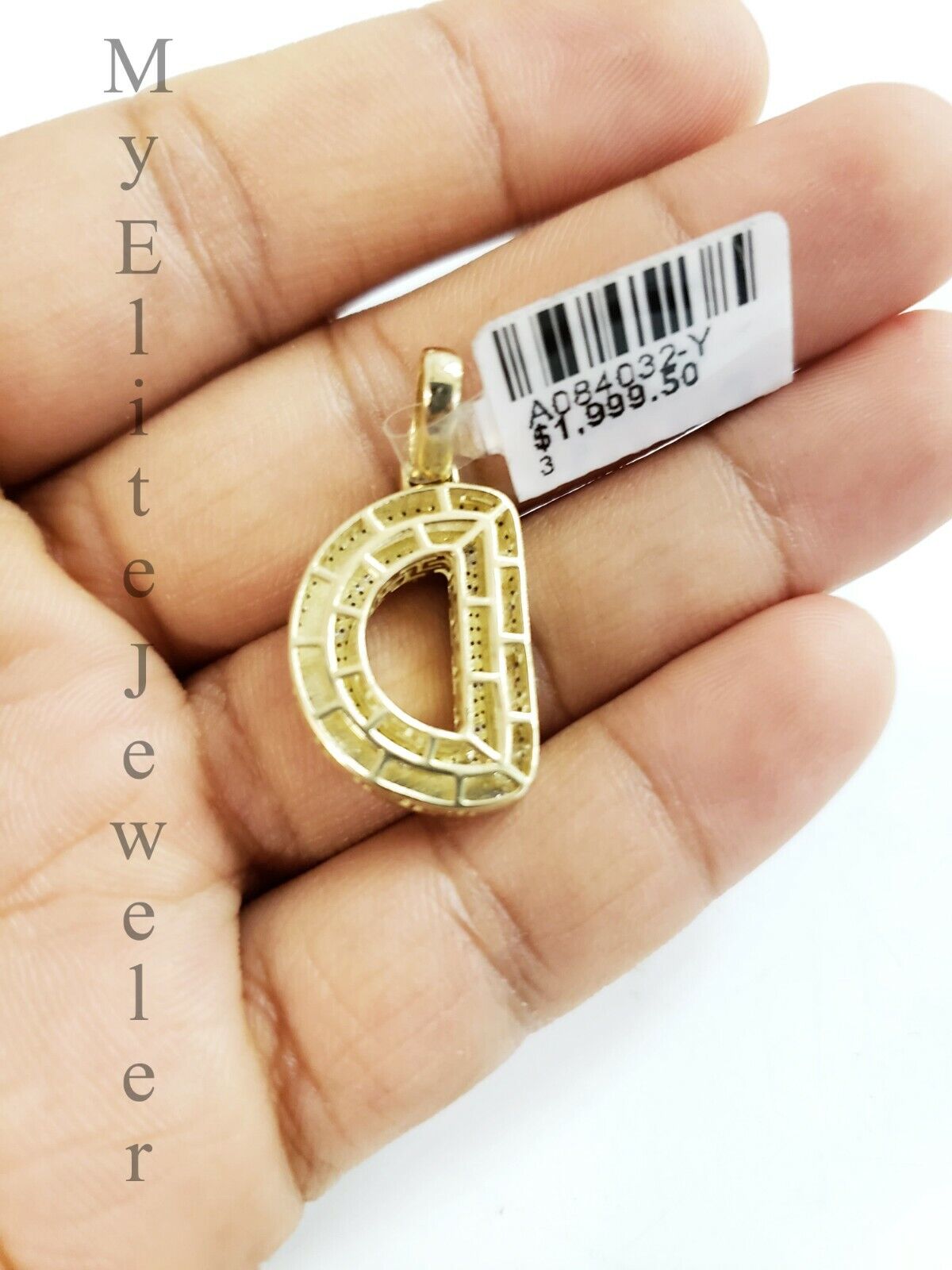 10k Gold Chain Real Diamond D Alphabet Initial Charm pendant 3mm 18Inch Necklace - GoldenlinQ