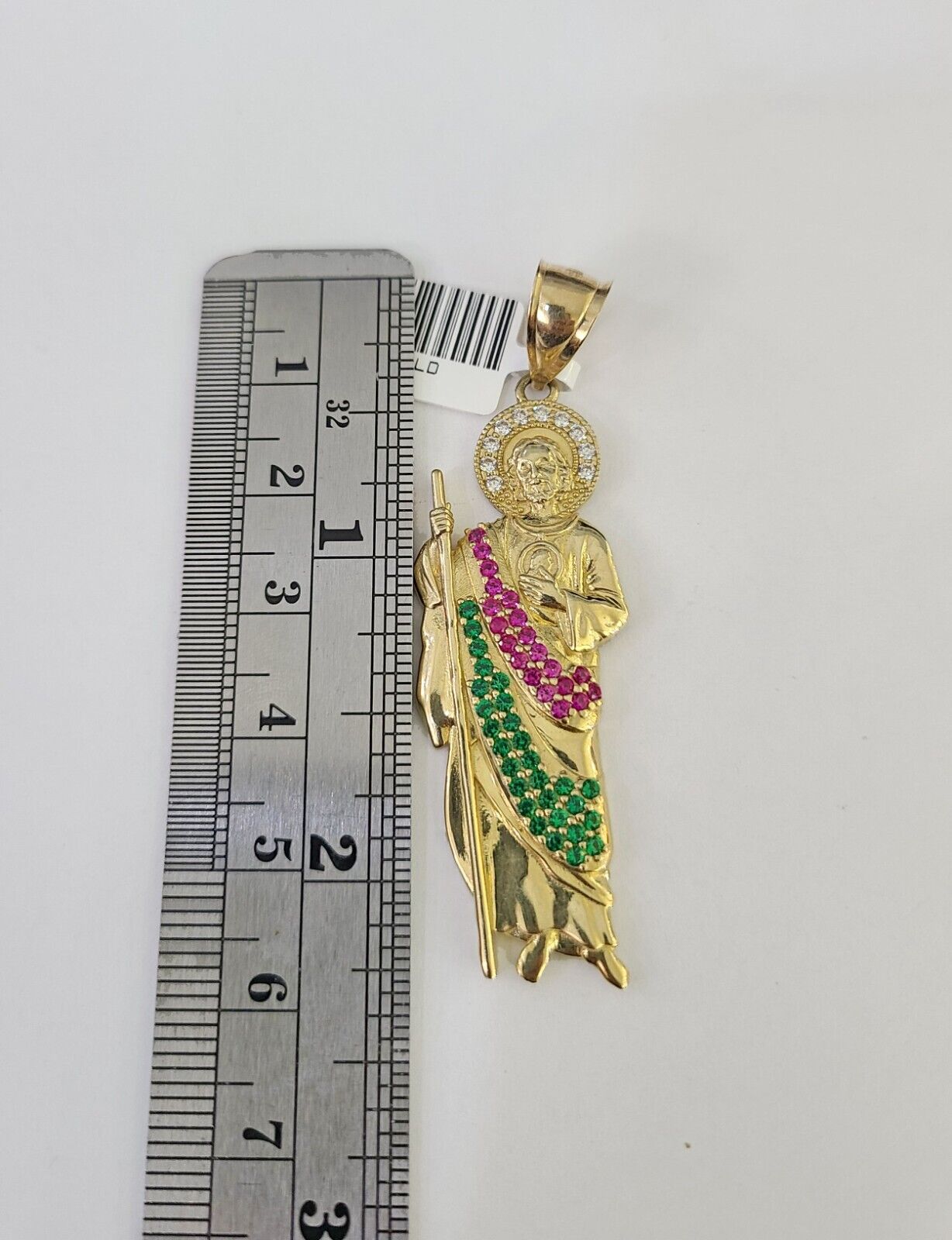 10k Gold Chain Saint Jude Charm Solid Cuban Curb Link 5mm 18" - 28" Inch SET - GoldenlinQ