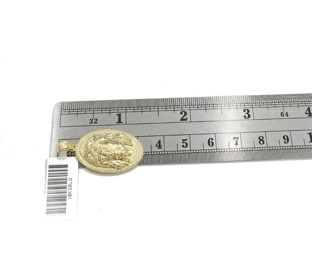 10k Gold Circular Jesus Head Charm Rope Chain Necklace 3mm 22''Set Pendant 10kt - GoldenlinQ