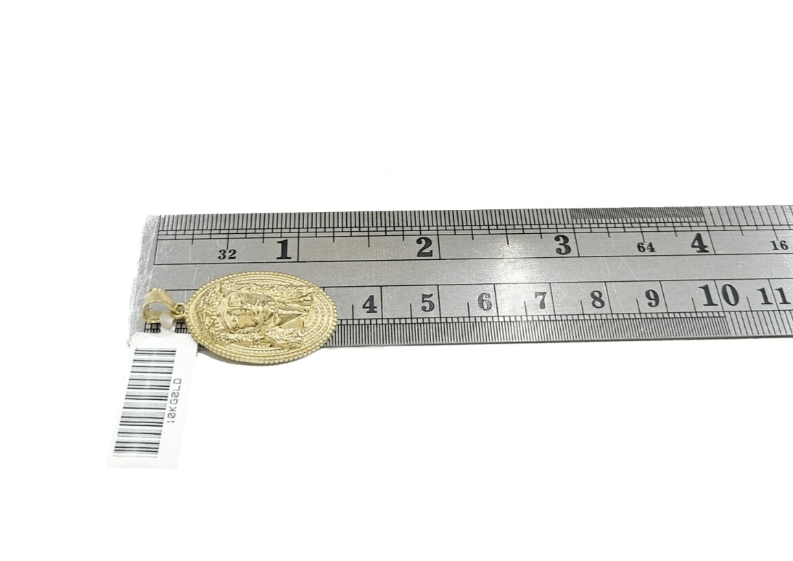 10k Gold Circular Jesus Head Charm Rope Chain Necklace 3mm 24'' Set Pendant 10kt - GoldenlinQ