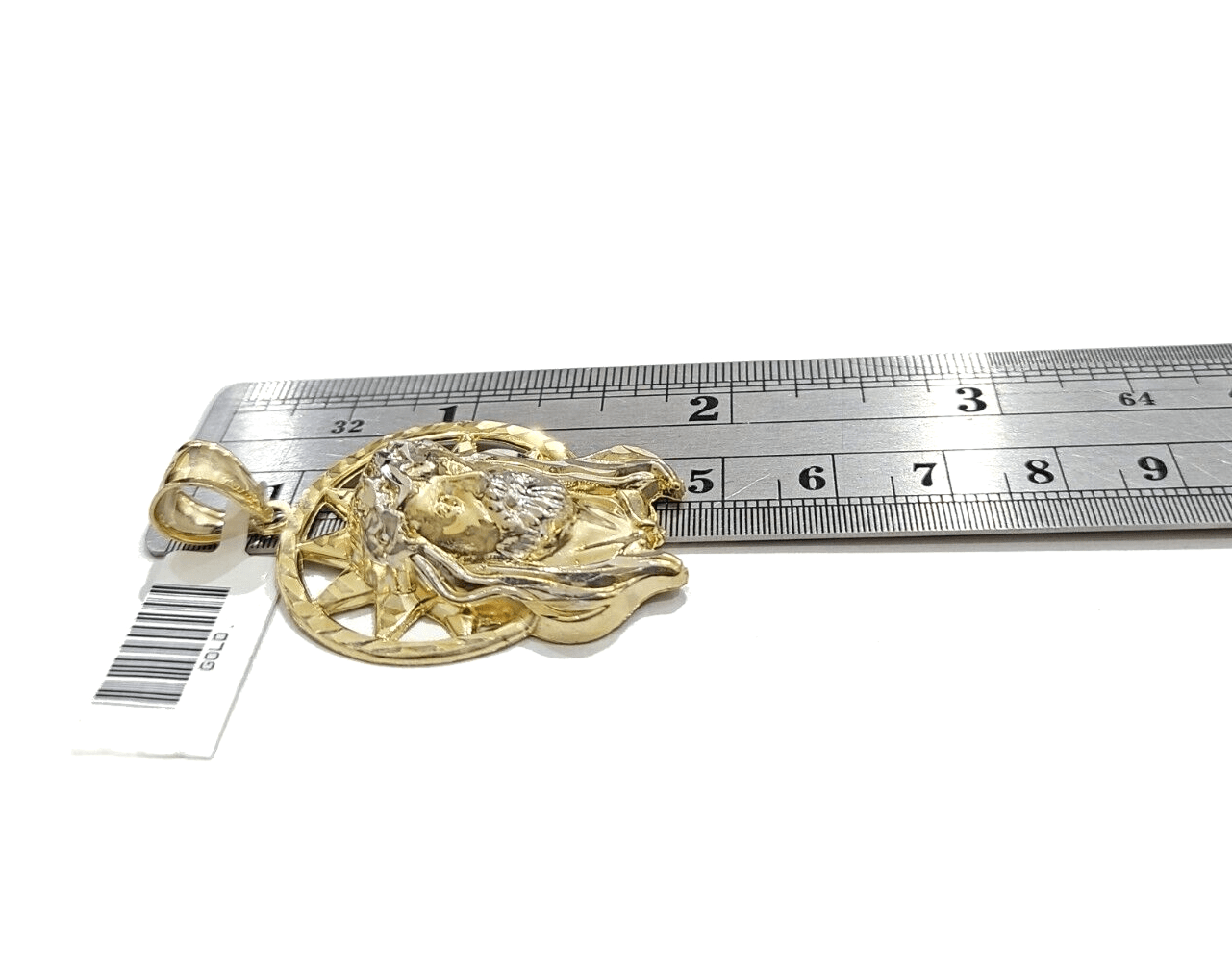 10k Gold Circular Jesus Star Head Charm Rope Chain Necklace 6mm 20'' Set Pendant - GoldenlinQ