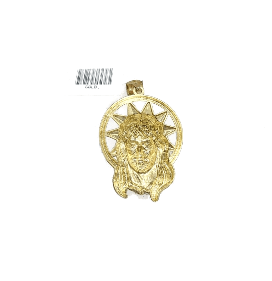 10k Gold Circular Jesus Star Head Charm Rope Chain Necklace 6mm 24'' Set Pendant - GoldenlinQ